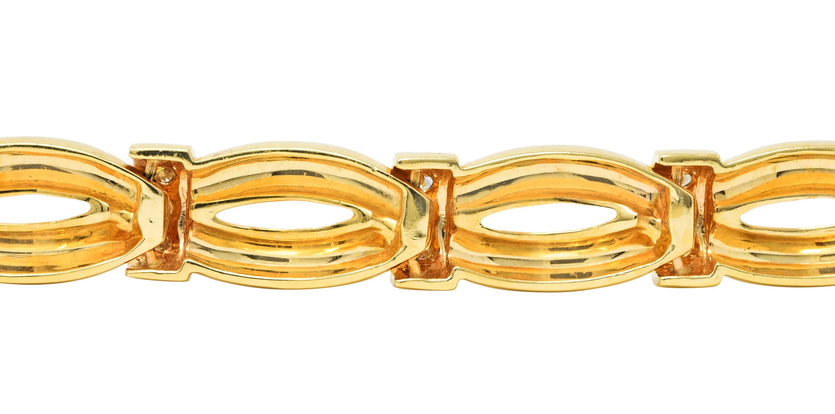 Henry Dankner 1980's Diamond 14 Karat Yellow Gold Twisted Rope Link Vintage Bracelet - Image 11