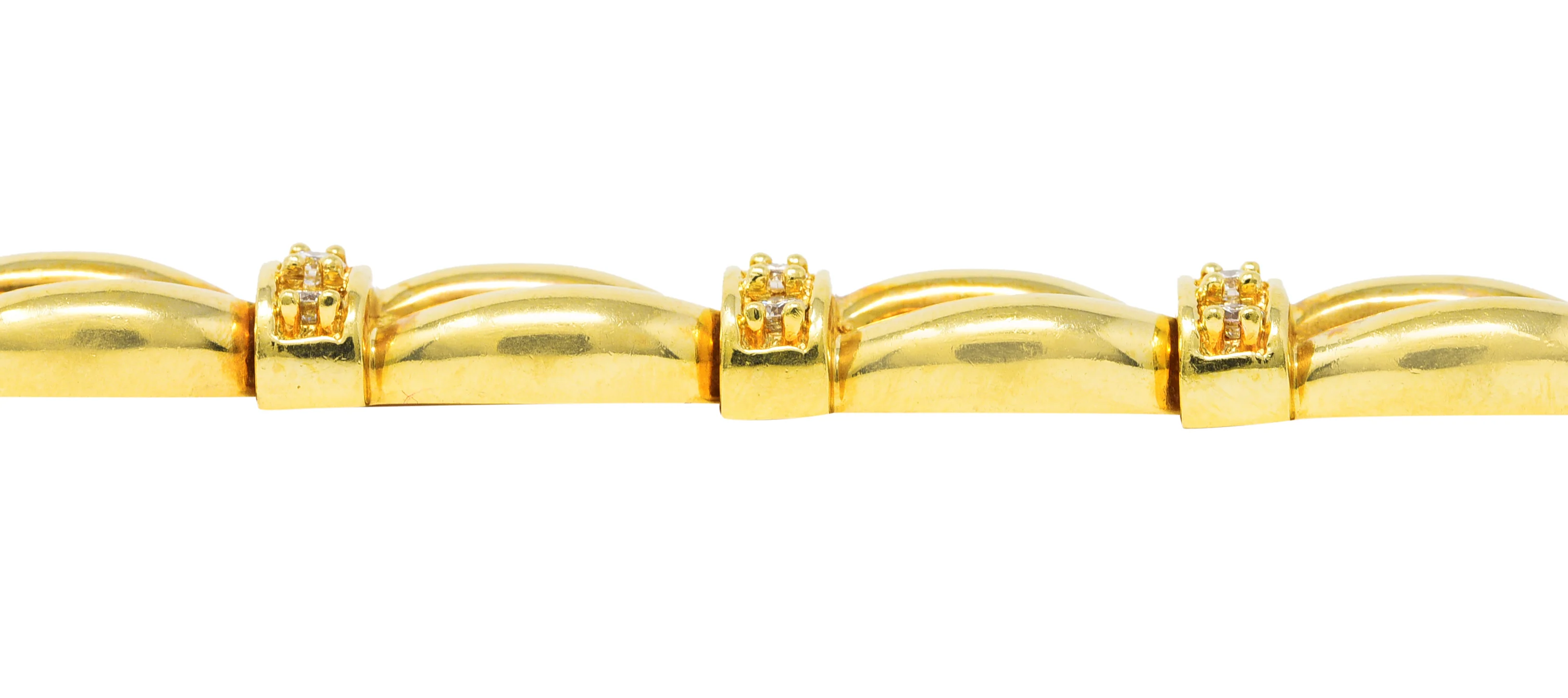 Henry Dankner 1980's Diamond 14 Karat Yellow Gold Twisted Rope Link Vintage Bracelet - Image 12