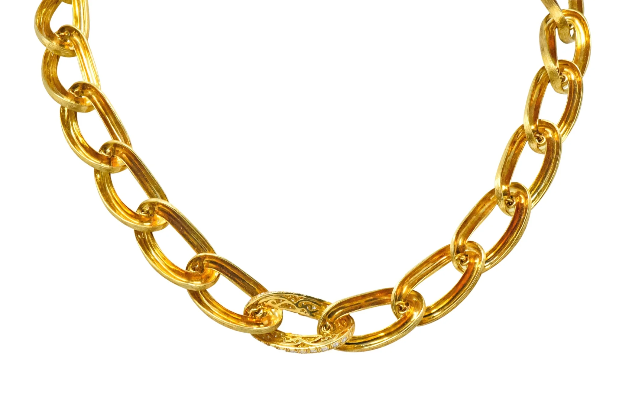 Henry Dunay Retro Diamond 18 Karat Brushed Gold pavA Sabi Necklace - Image 2
