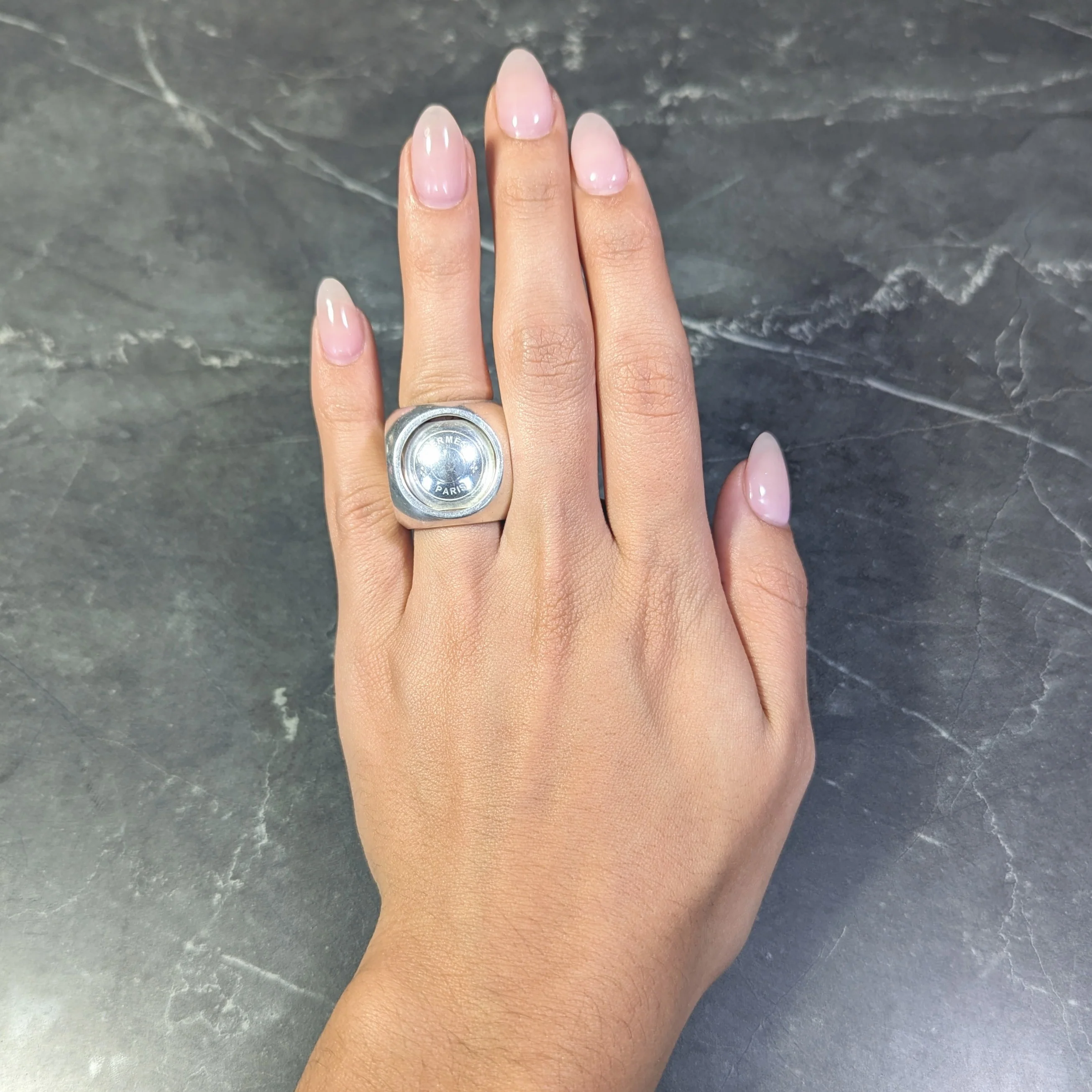 Hermès Paris Modernist Sterling Silver Spinning Cube Vintage Ring - Image 14