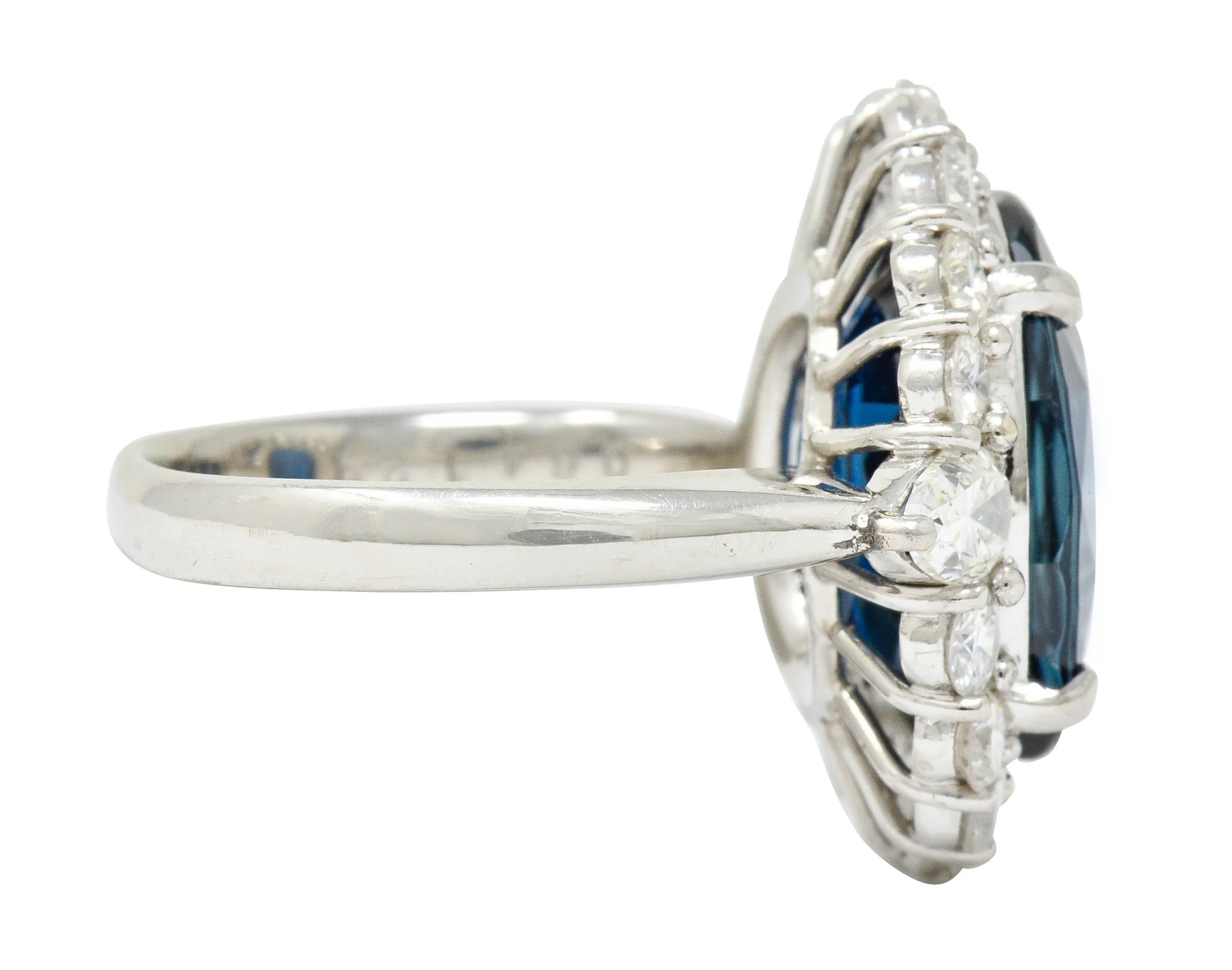 Impressive 14.16 CTW Sapphire Diamond Platinum Cluster Statement Ring GIA - Image 3