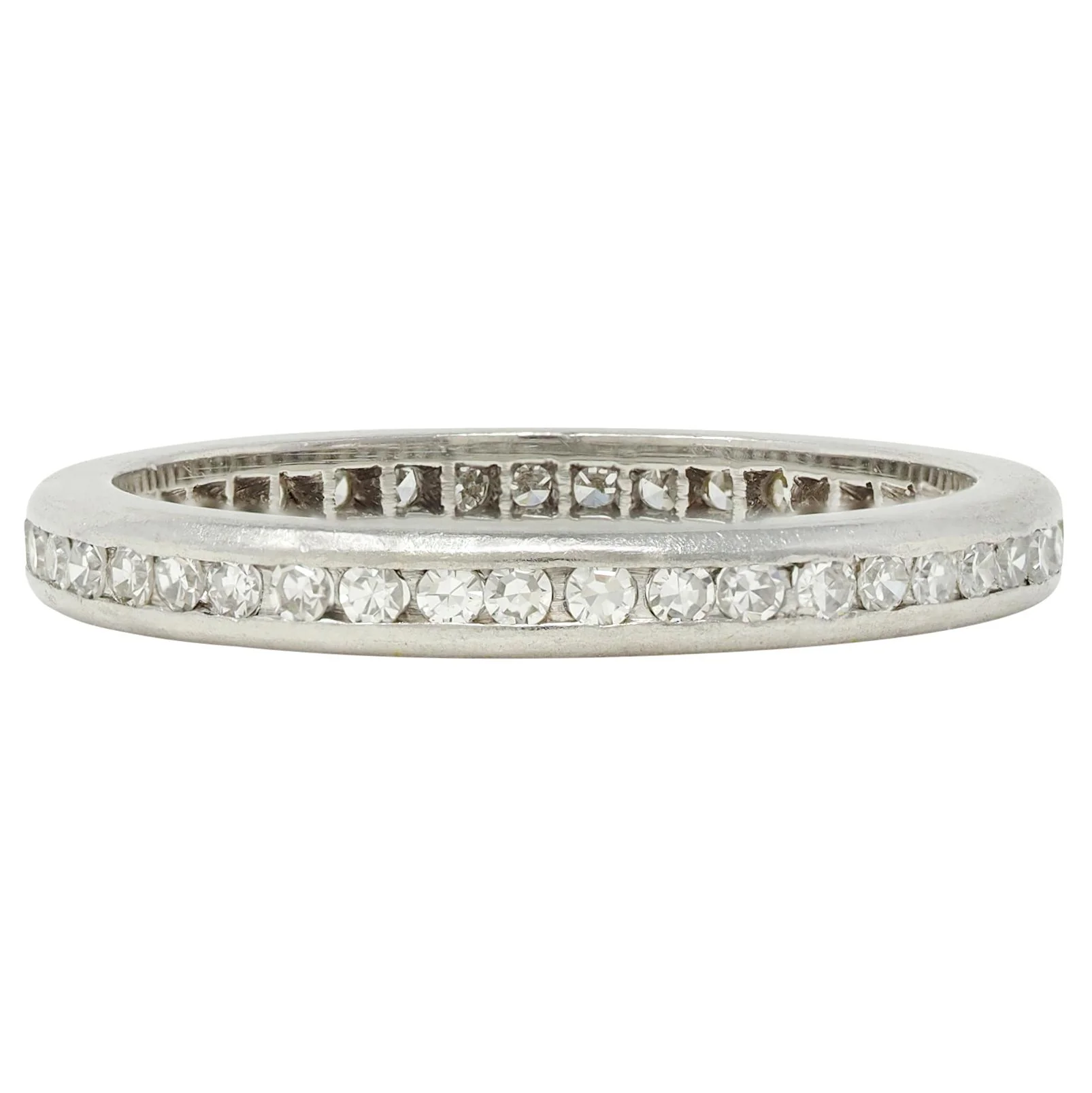 J.E. Caldwell Art Deco Diamond Platinum Vintage Eternity Wedding Band Ring - Image 4