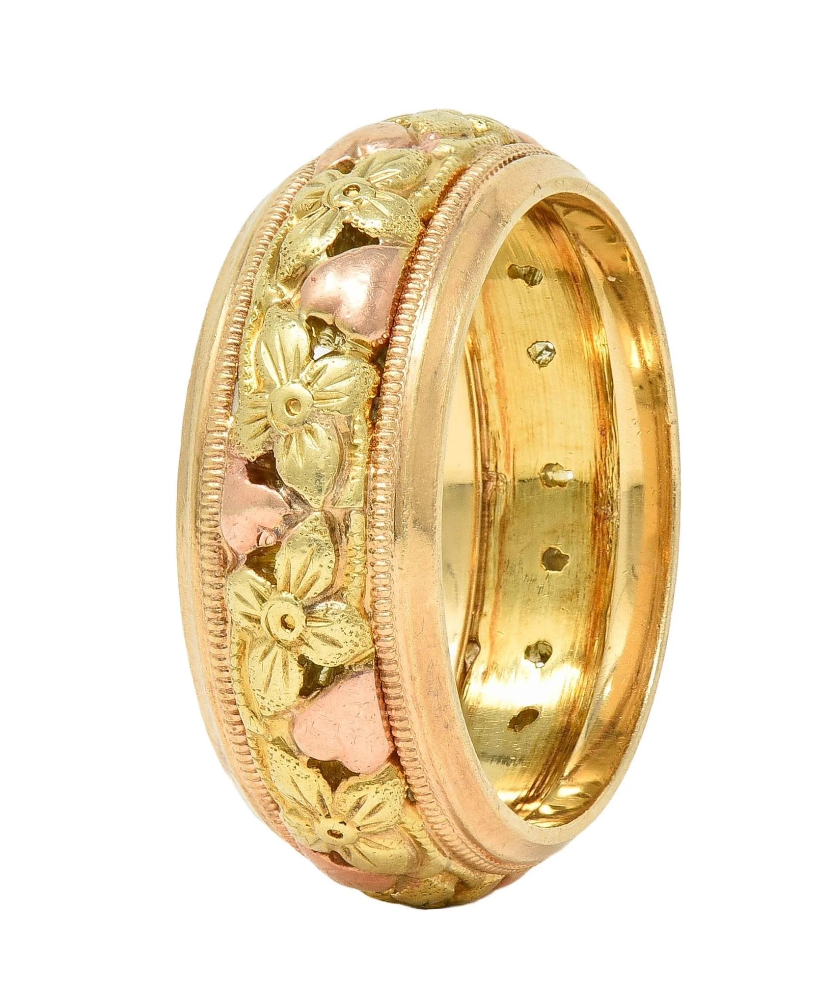 Jabel 14 Karat Yellow Green Rose Gold Orange Blossom Unisex Band Ring - Image 2