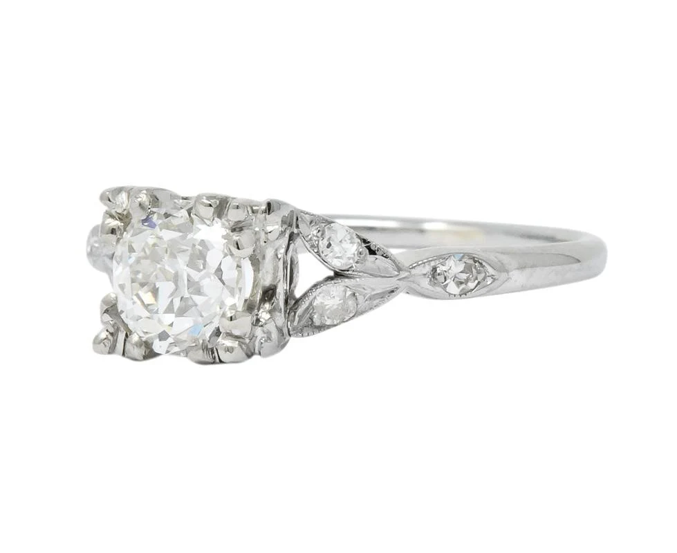 Jabel Art Deco 1.00 CTW Diamond 18 Karat Gold Engagement Ring GIA - Image 6