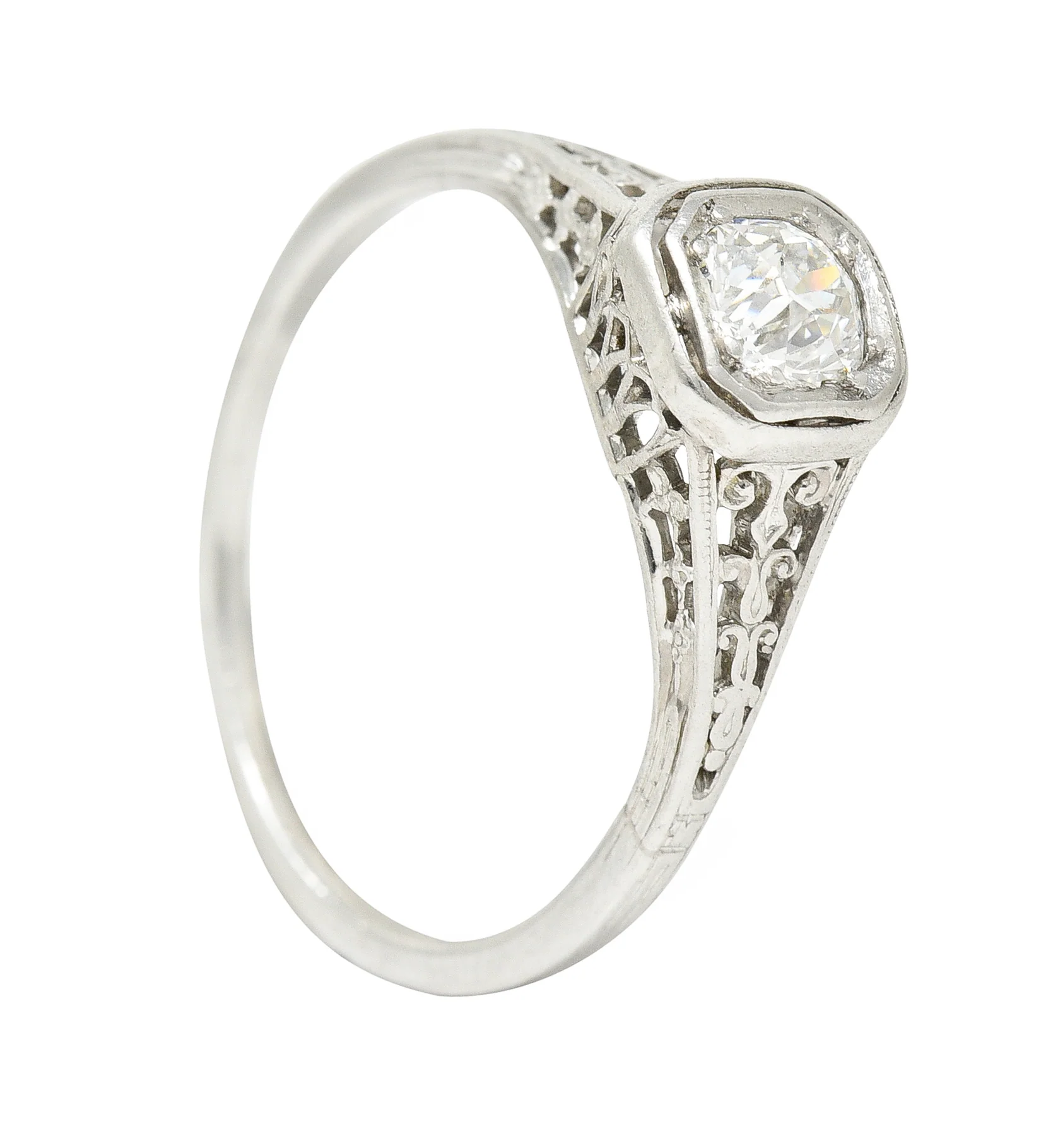 Jones & Woodland 0.35 CTW Old Mine Diamond Platinum Engagement Ring - Image 12