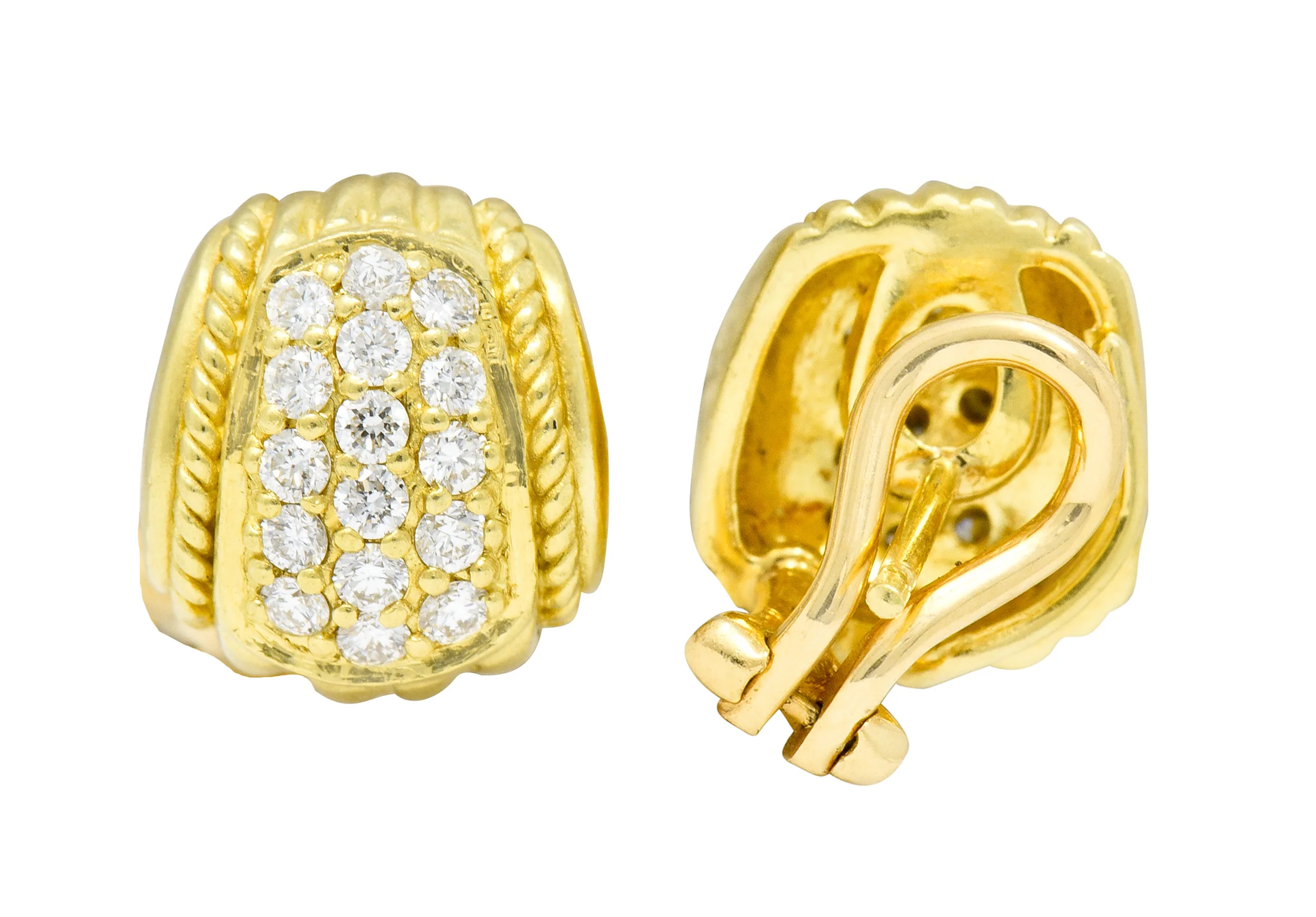Judith Ripka Contemporary 0.80 CTW Diamond 18 Karat Gold Pave Huggie Earrings - Image 7