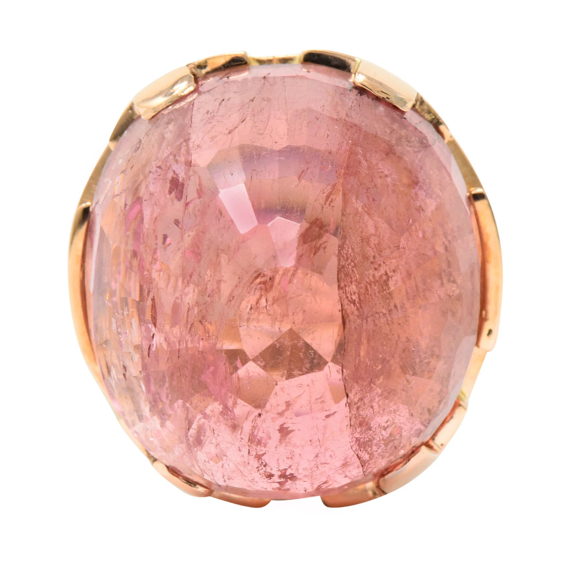Large SeidenGang Pink Tourmaline 14 Karat Gold Cocktail Ring - Image 2