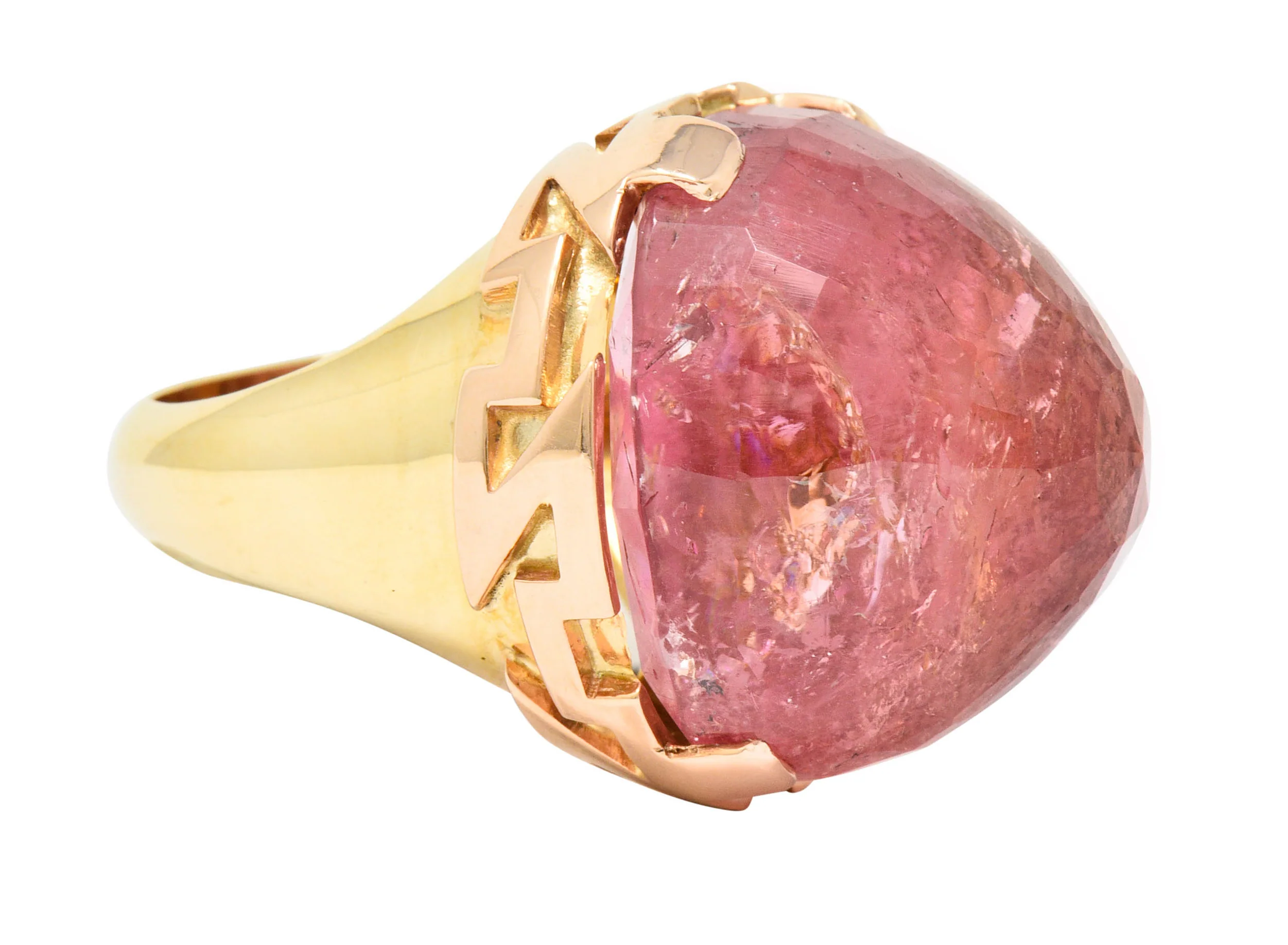Large SeidenGang Pink Tourmaline 14 Karat Gold Cocktail Ring - Image 3