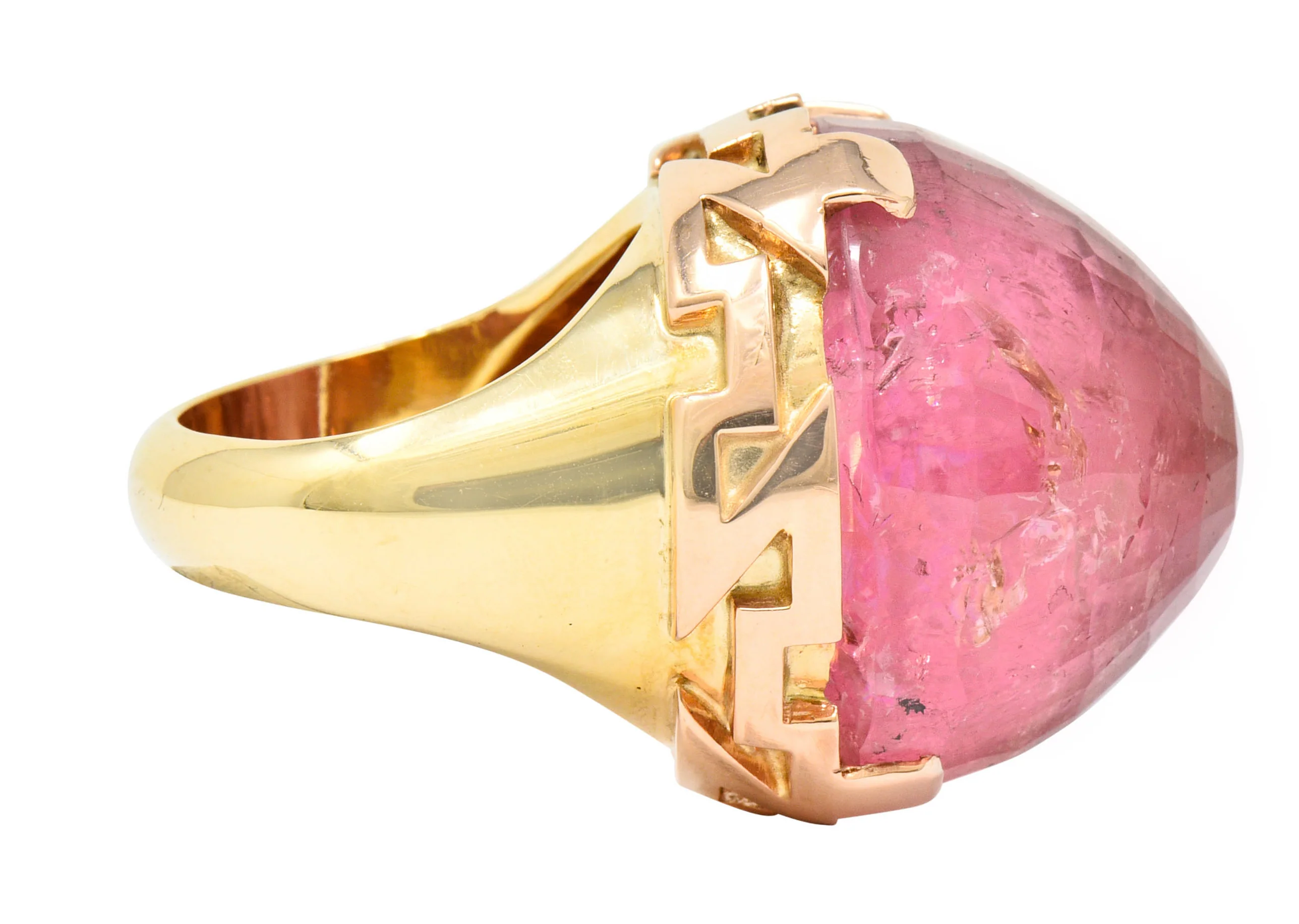 Large SeidenGang Pink Tourmaline 14 Karat Gold Cocktail Ring - Image 4
