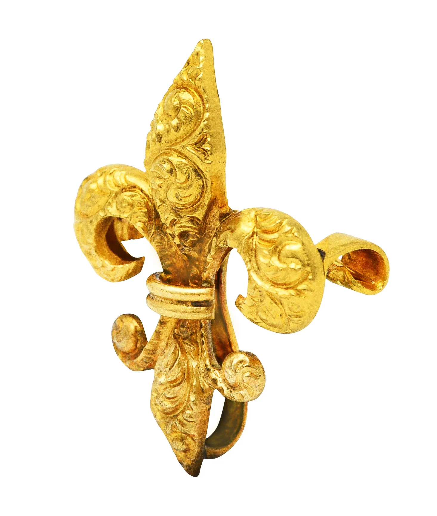 Late Victorian 14 Karat Gold Fleur-De-Lis Pendant Brooch Watch Locket Pin - Image 4