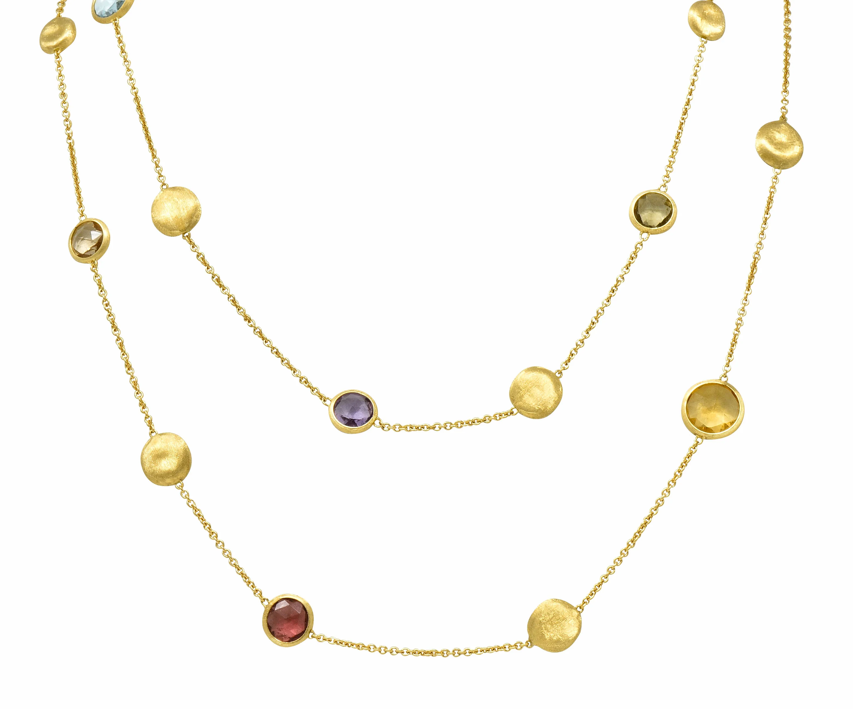 Marco Bicego Multi-Gem 18 Karat Gold Long Chain Confetti Necklace - Image 9