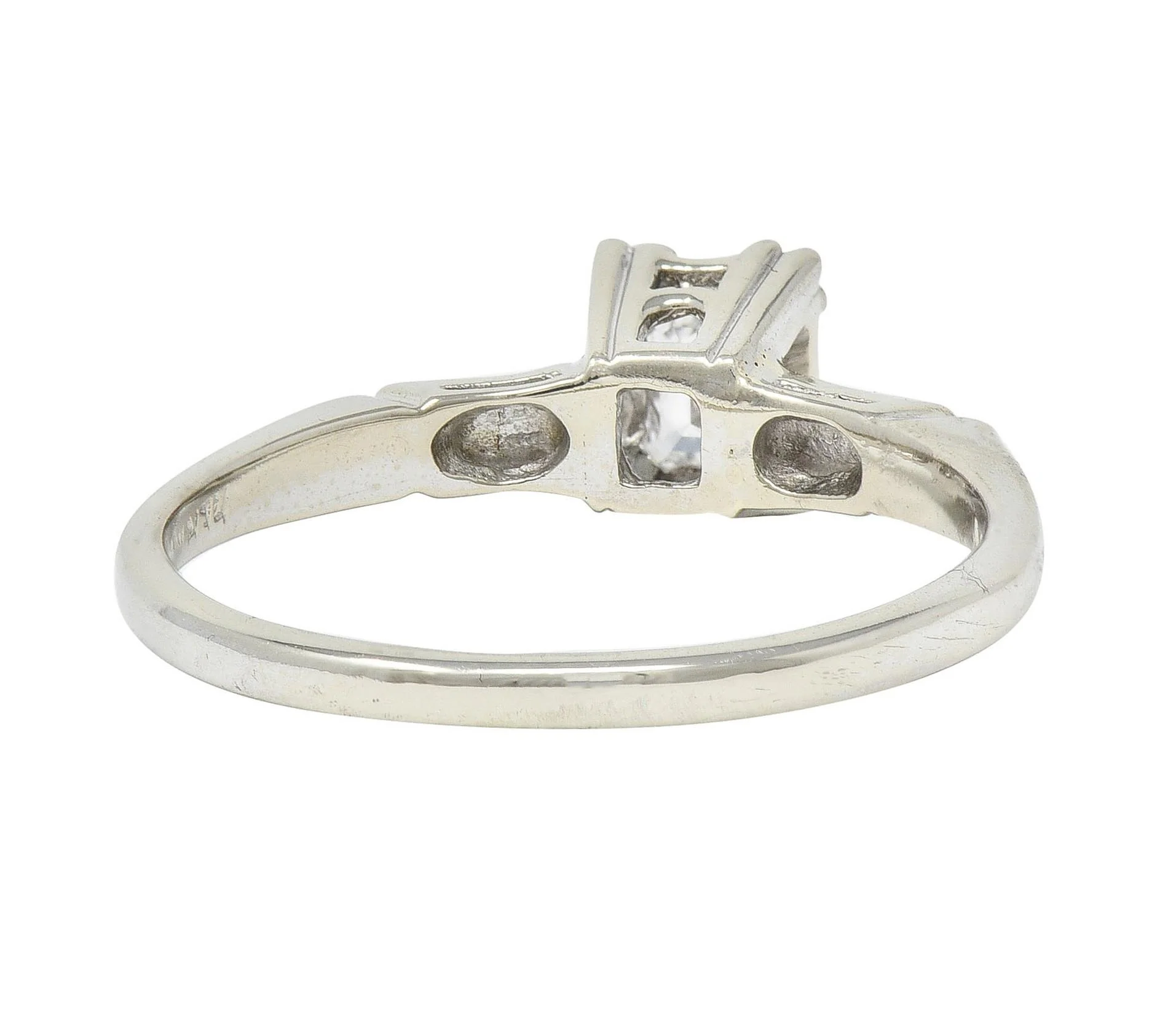 Mid-Century 0.25 CTW Emerald Cut Platinum 14 Karat White Gold Solitaire Engagement Ring - Image 4