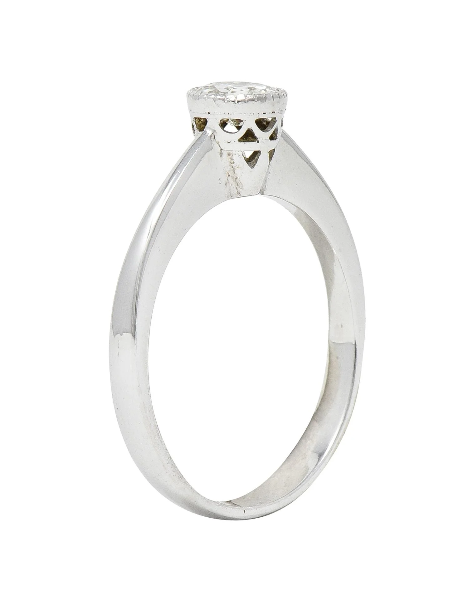 Mid-Century 0.32 CTW Old European Cut Diamond 18 Karat White Gold Solitaire Engagement Ring - Image 8