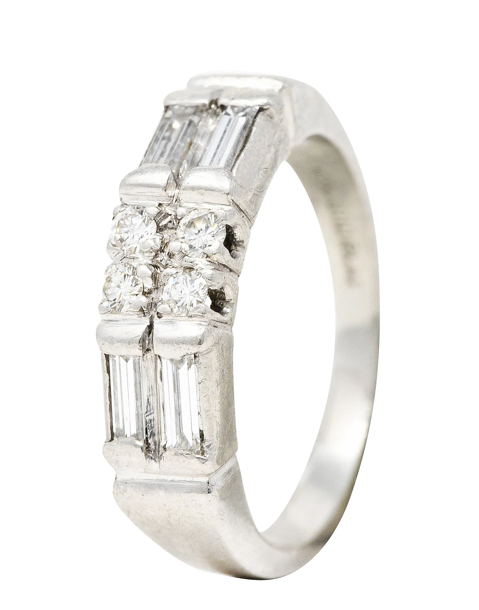 Mid-Century 0.55 CTW Diamond Platinum Band Ring - Image 10