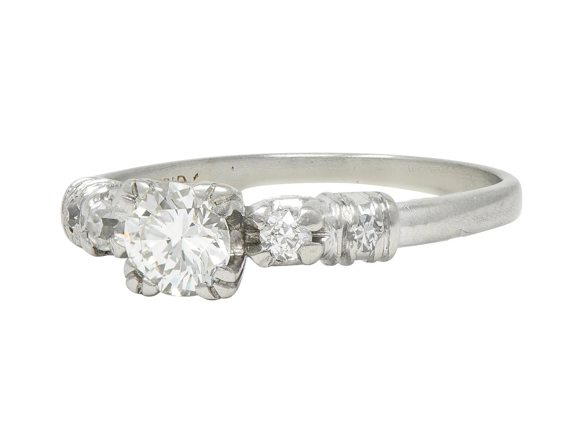 Mid-Century 0.55 CTW Diamond Platinum Five Stone Vintage Engagement Ring - Image 6