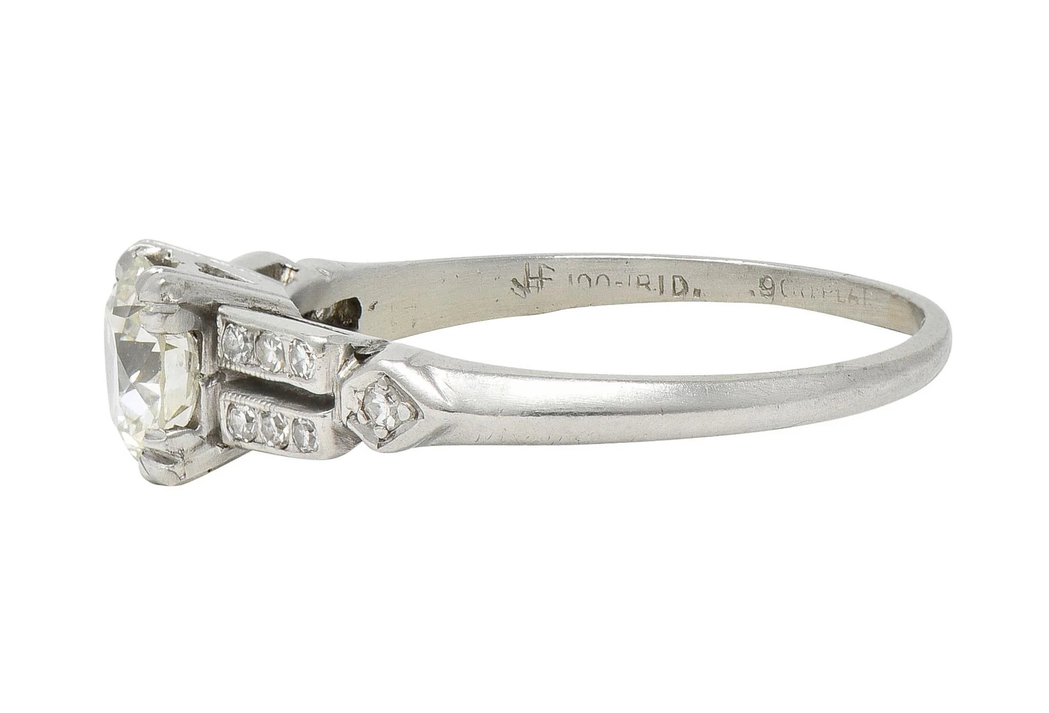 Mid-Century 0.80 CTW Old European Diamond Platinum Heart Vintage Engagement Ring - Image 6