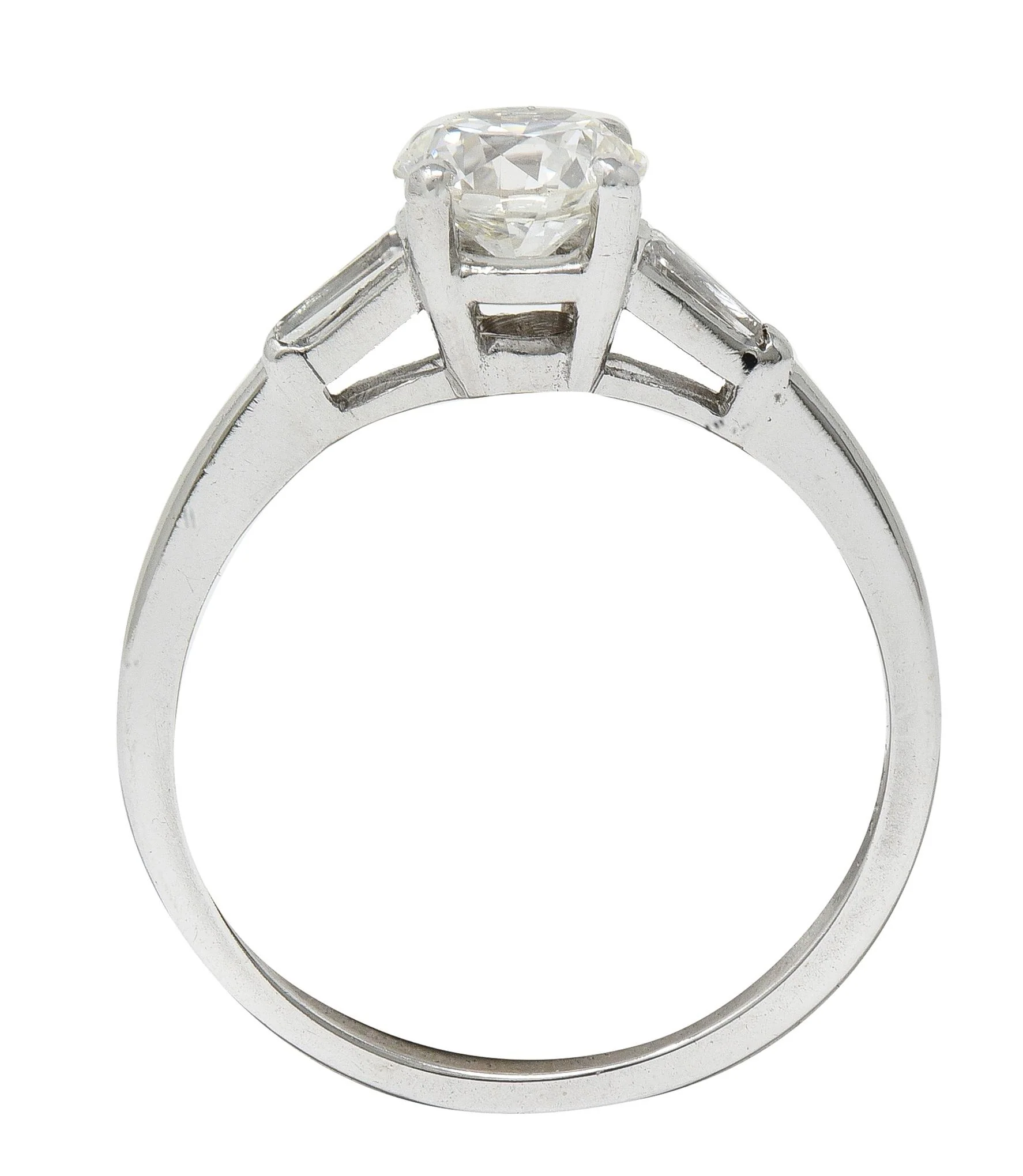Mid-Century 0.89 CTW Old European Diamond 14 Karat White Gold Vintage Engagement Ring - Image 6