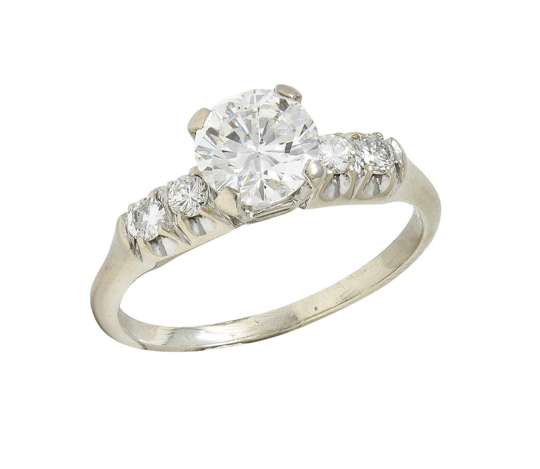 Mid-Century 1.20 Carats Diamond 14 Karat White Gold Vintage Engagement Ring GIA - Image 10