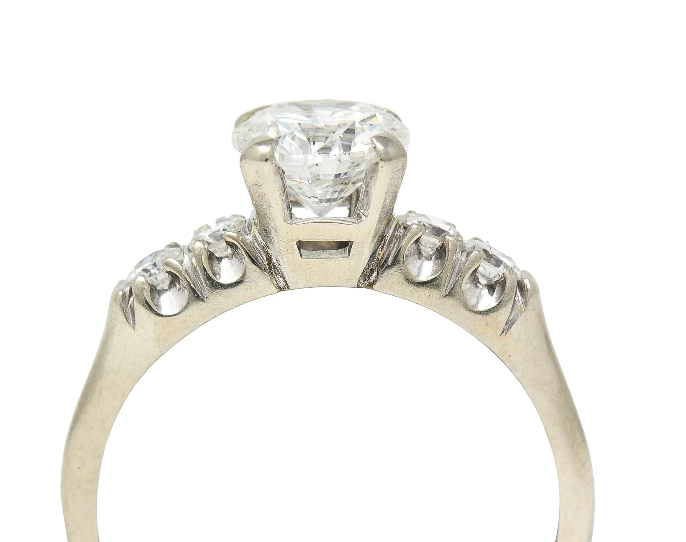 Mid-Century 1.20 Carats Diamond 14 Karat White Gold Vintage Engagement Ring GIA - Image 11