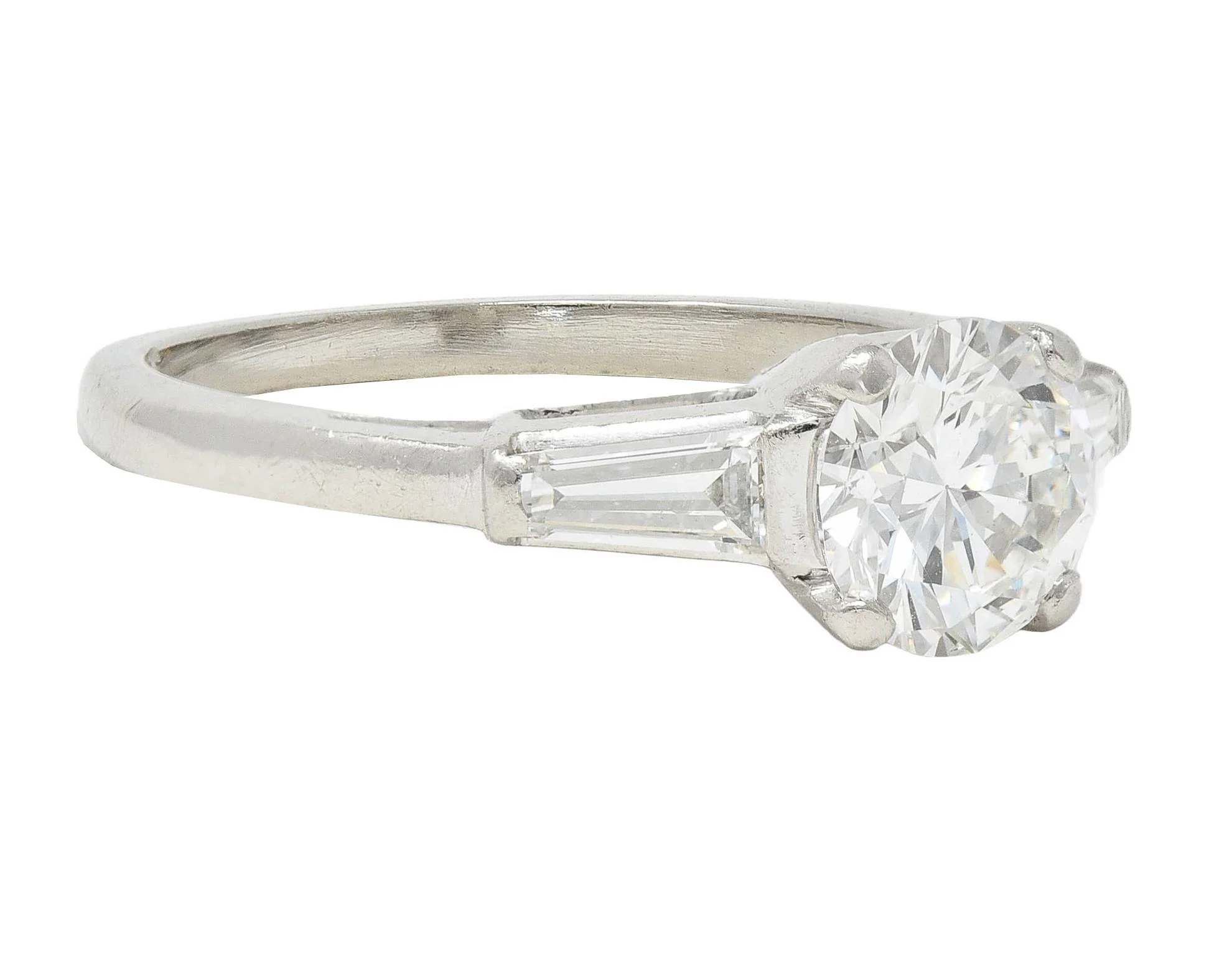 Mid-Century 1.36 CTW Transitional Diamond Platinum Vintage Engagement Ring - Image 2