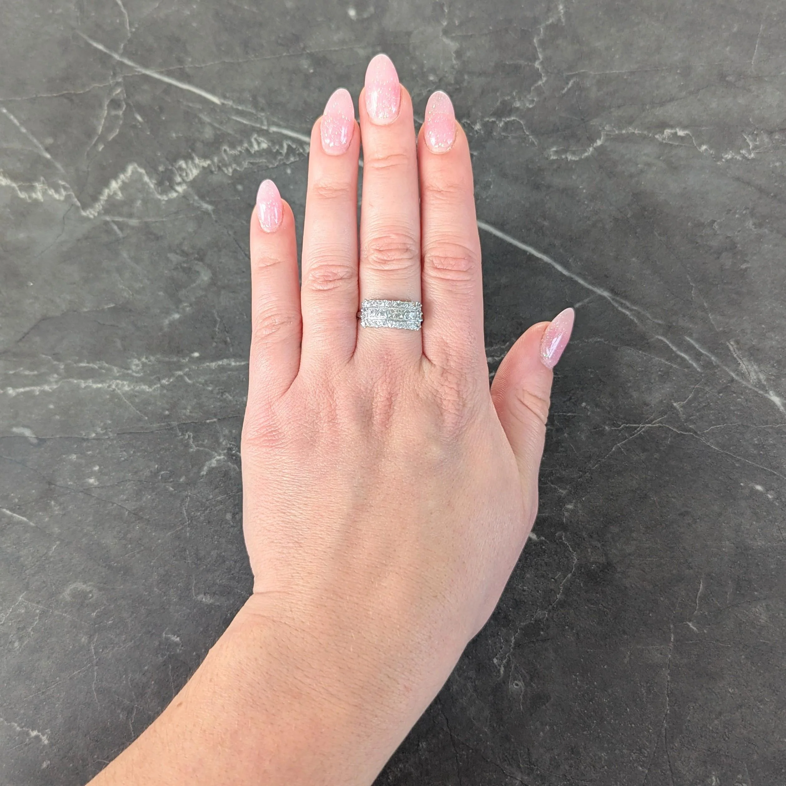 Mid-Century 1.41 CTW French Cut Diamond Platinum Vintage Band Ring - Image 11