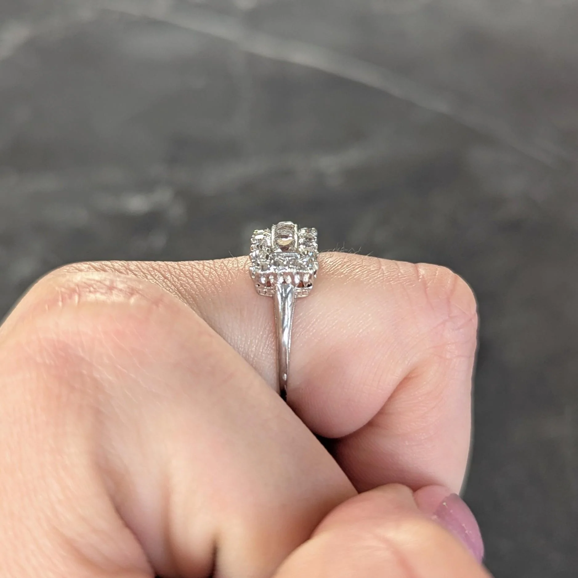 Mid-Century 1.41 CTW French Cut Diamond Platinum Vintage Band Ring - Image 12