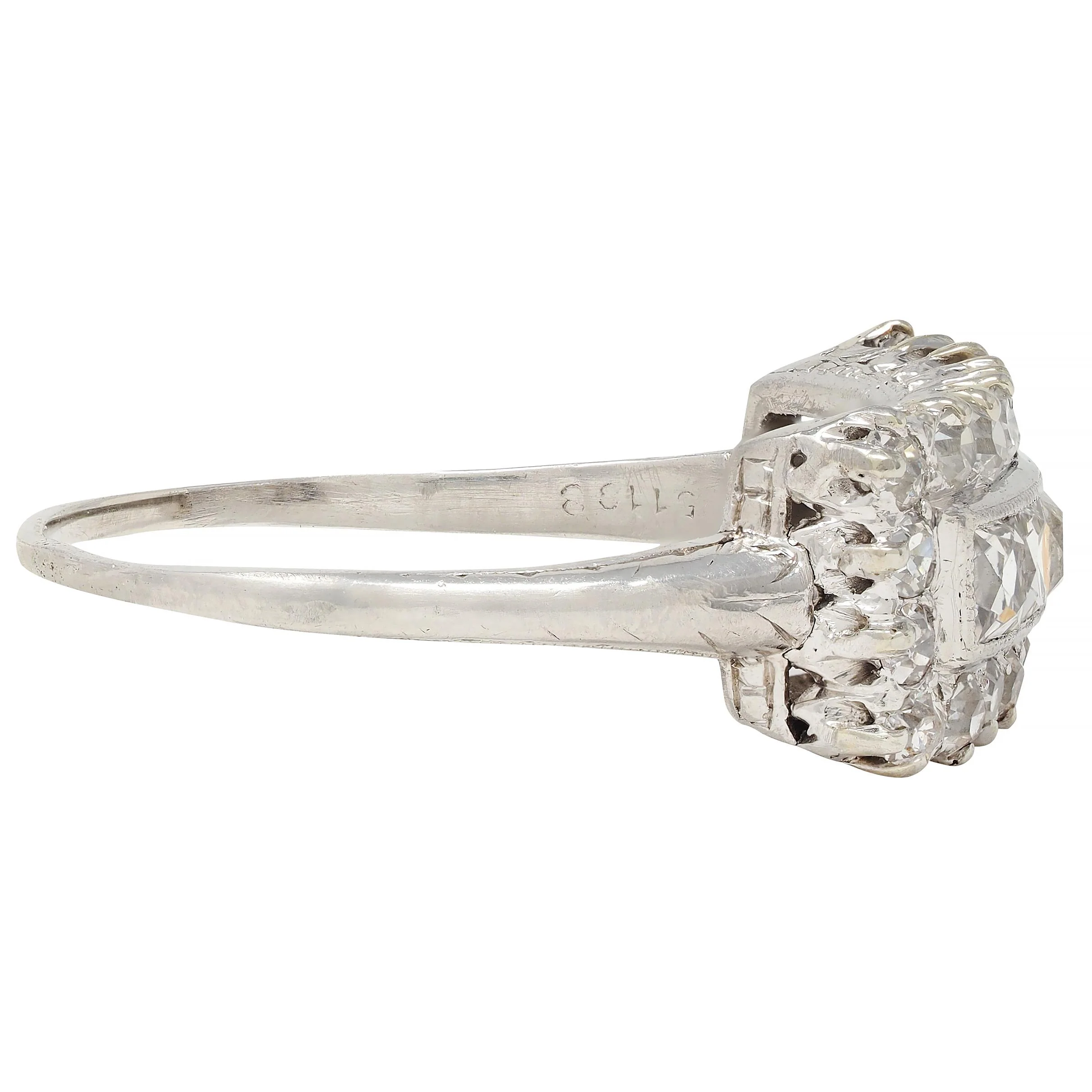 Mid-Century 1.41 CTW French Cut Diamond Platinum Vintage Band Ring - Image 3