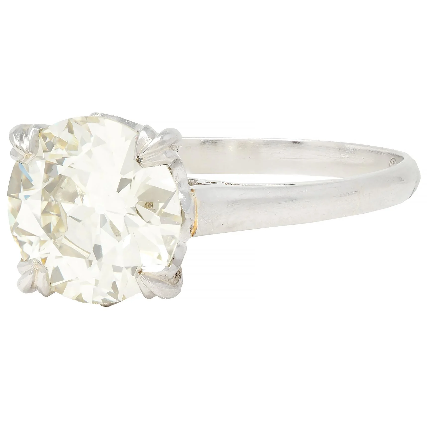 Mid-Century 2.31 CTW Old European Cut Diamond Platinum Vintage Crown Solitaire Engagement Ring GIA - Image 6