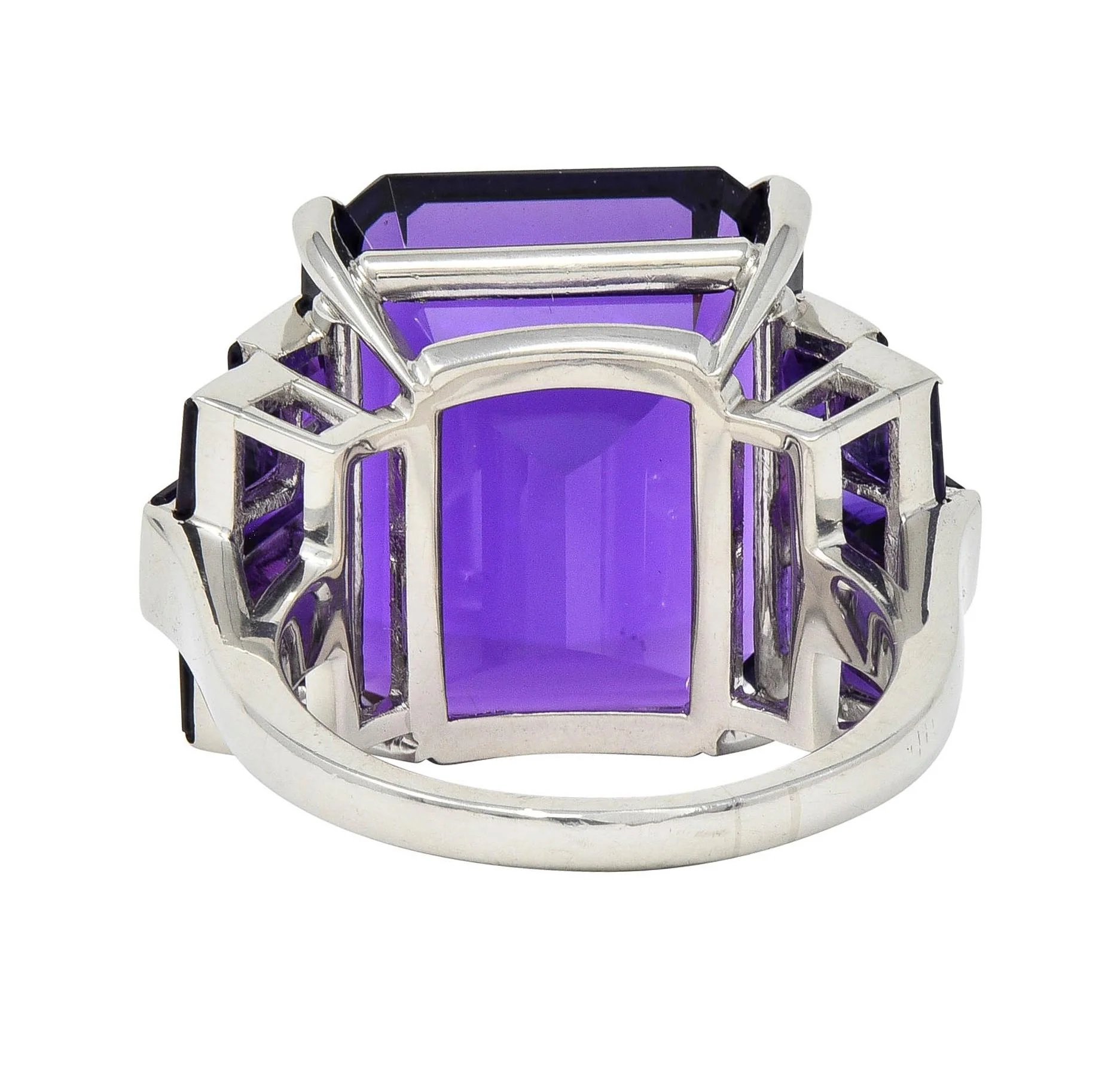 Mid-Century 22.92 CTW Amethyst Platinum Vintage Stepped Cocktail Ring - Image 4