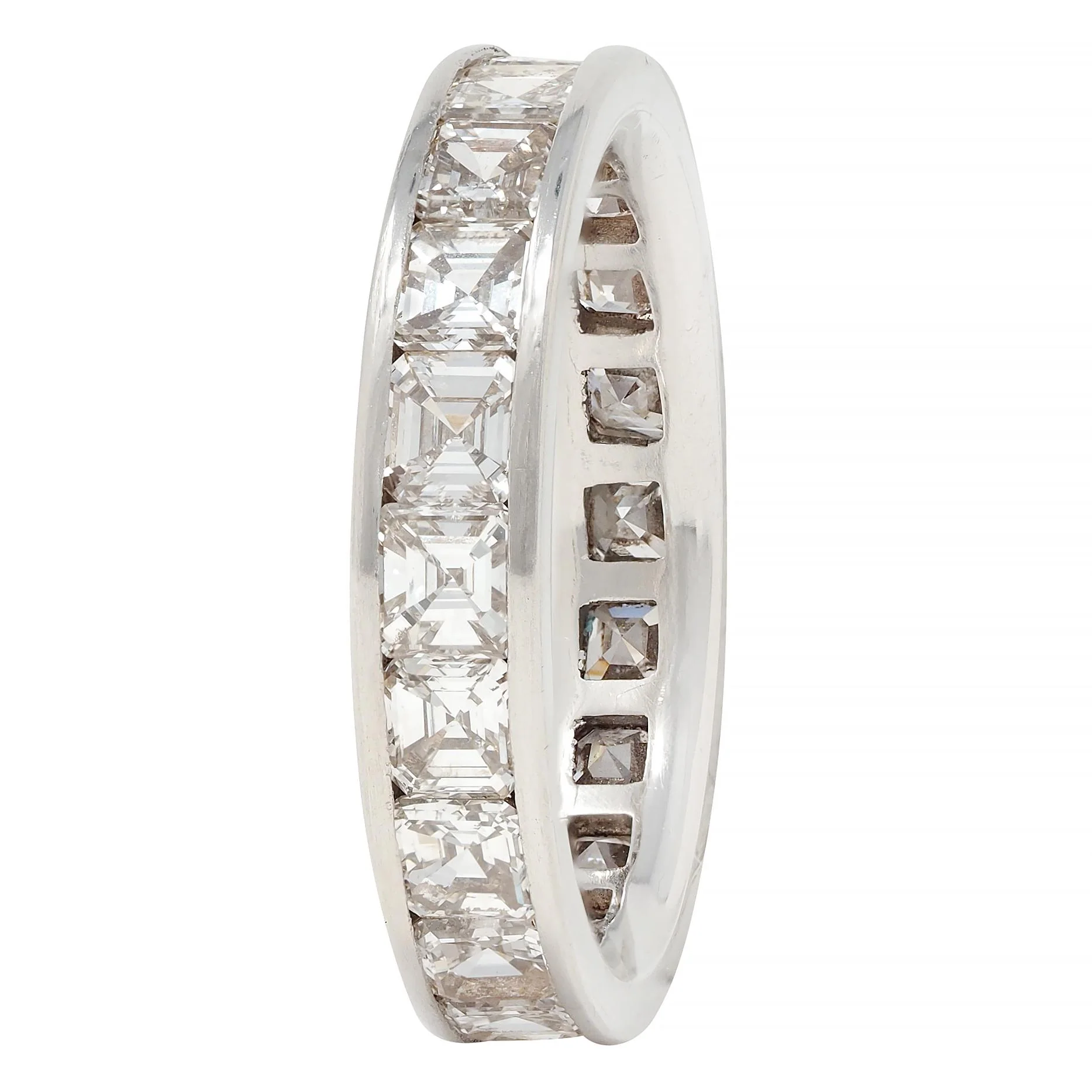 Mid-Century 3.00 CTW Emerald Cut Diamond Platinum Vintage Eternity Band Ring - Image 7