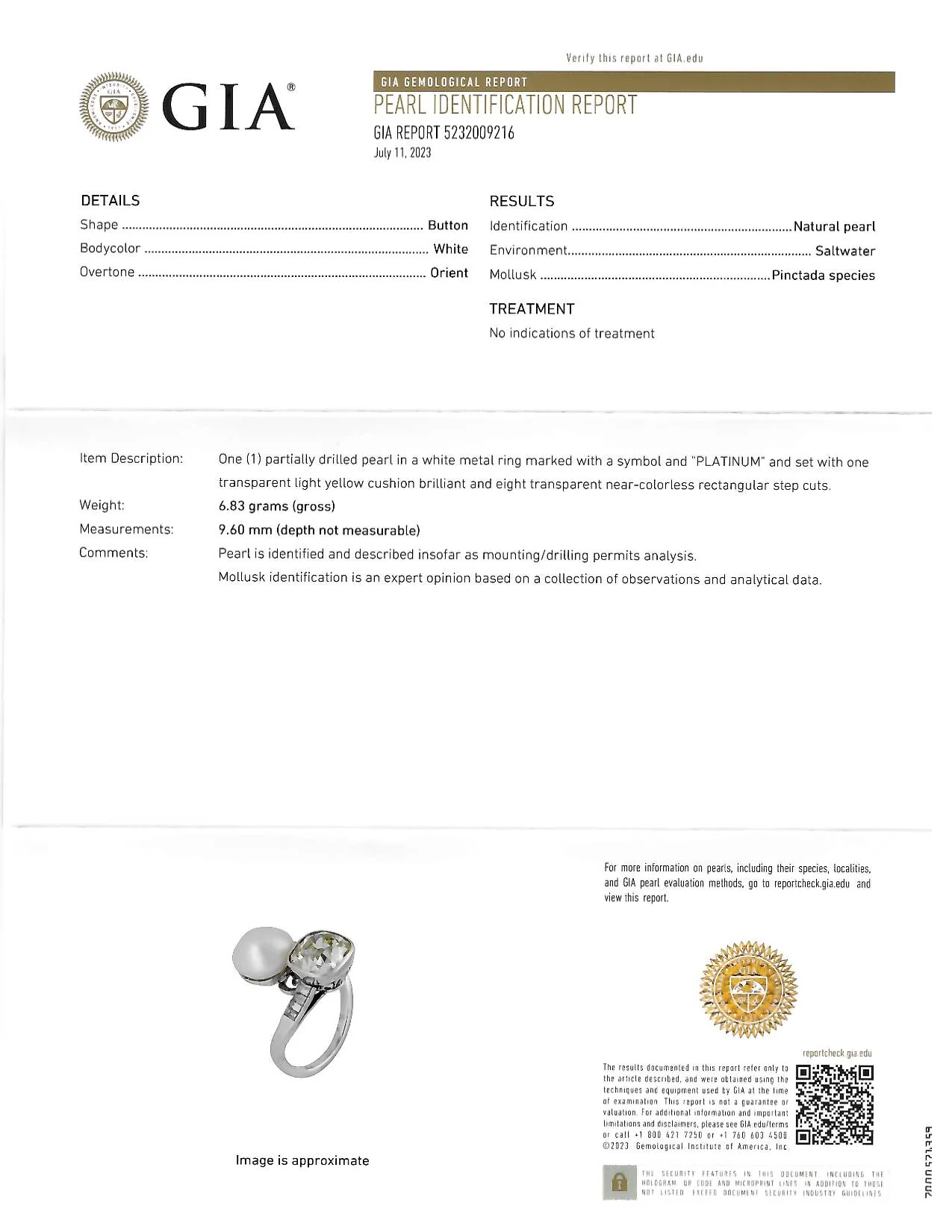 Mid-Century 3.52 CTW Old Mine Cut Diamond Pinctada Pearl Platinum Toi-Et-Moi Vintage Ring GIA - Image 16