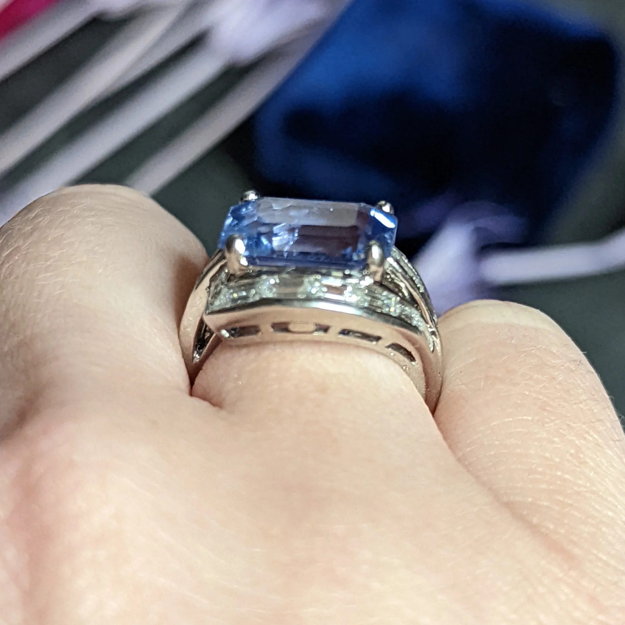 Mid-Century 8.80 CTW No Heat Ceylon Sapphire Diamond Platinum Cocktail Vintage Ring GIA - Image 15