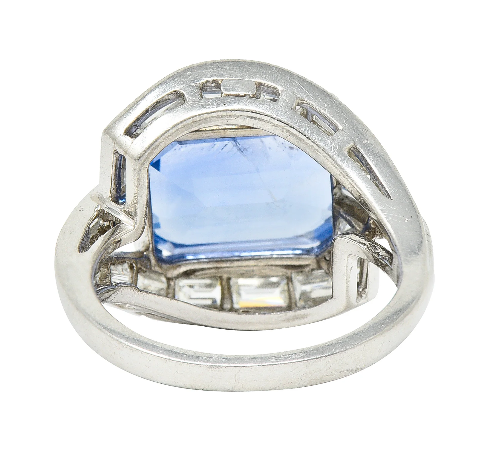 Mid-Century 8.80 CTW No Heat Ceylon Sapphire Diamond Platinum Cocktail Vintage Ring GIA - Image 4