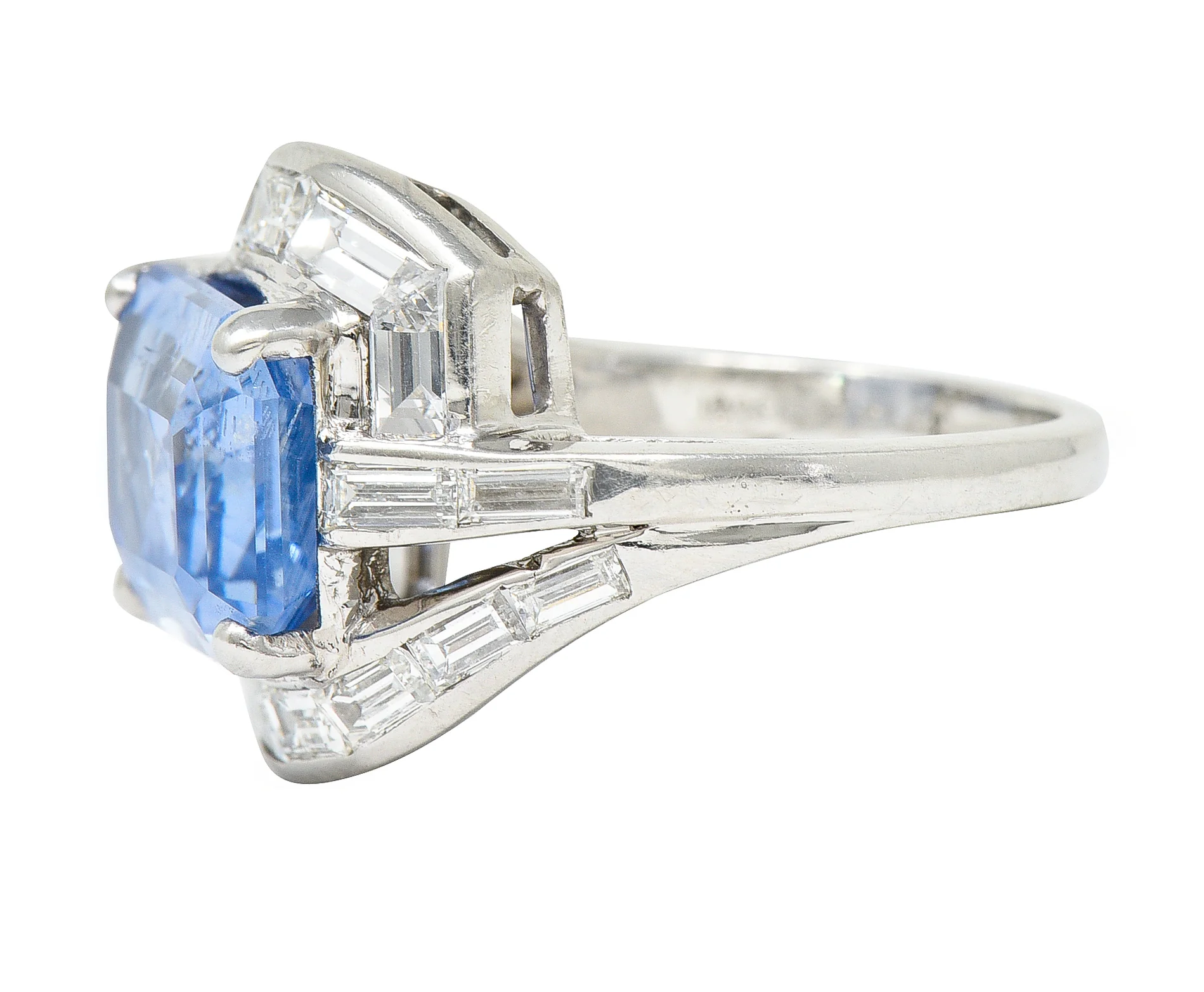 Mid-Century 8.80 CTW No Heat Ceylon Sapphire Diamond Platinum Cocktail Vintage Ring GIA - Image 5
