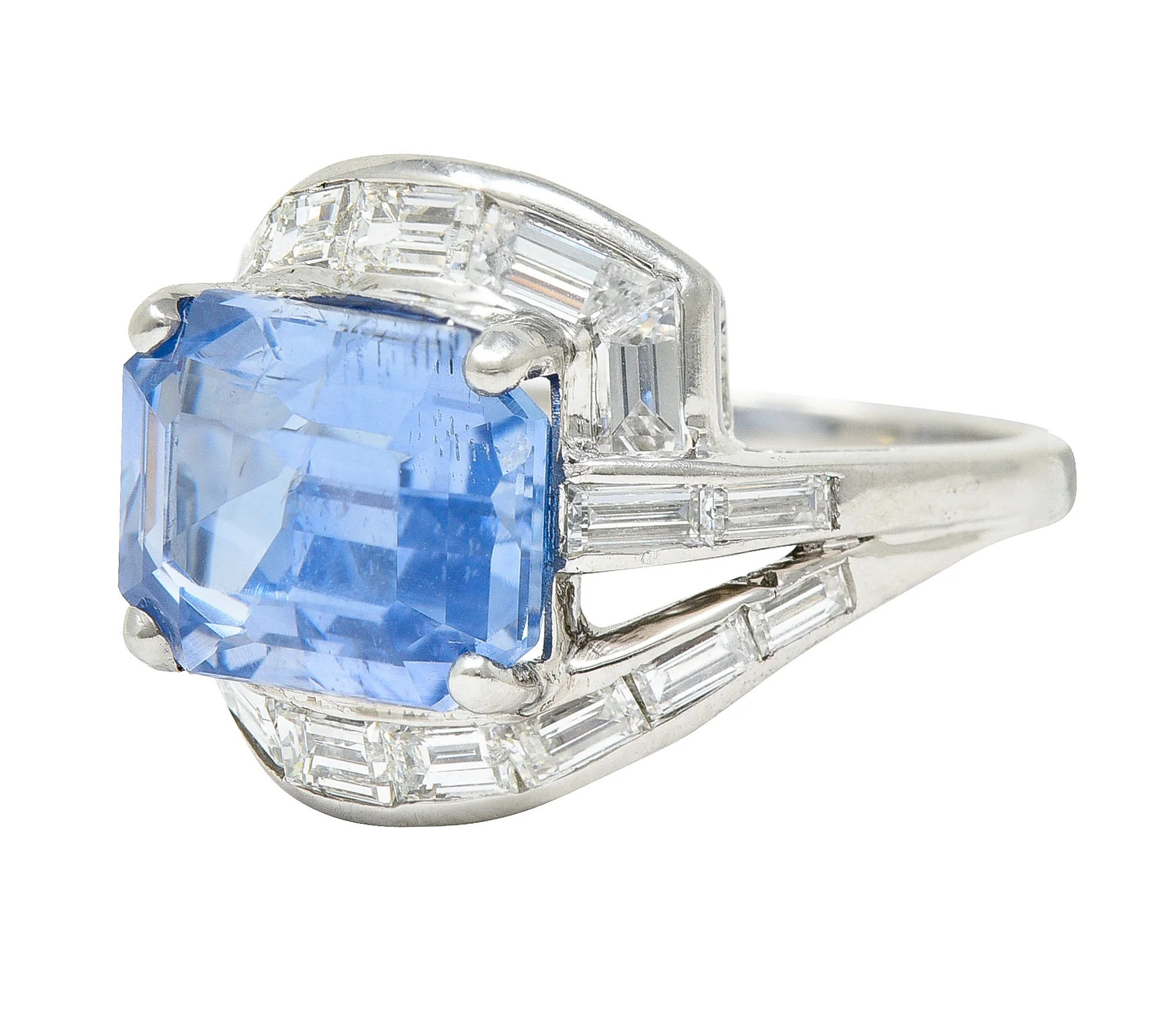 Mid-Century 8.80 CTW No Heat Ceylon Sapphire Diamond Platinum Cocktail Vintage Ring GIA - Image 6
