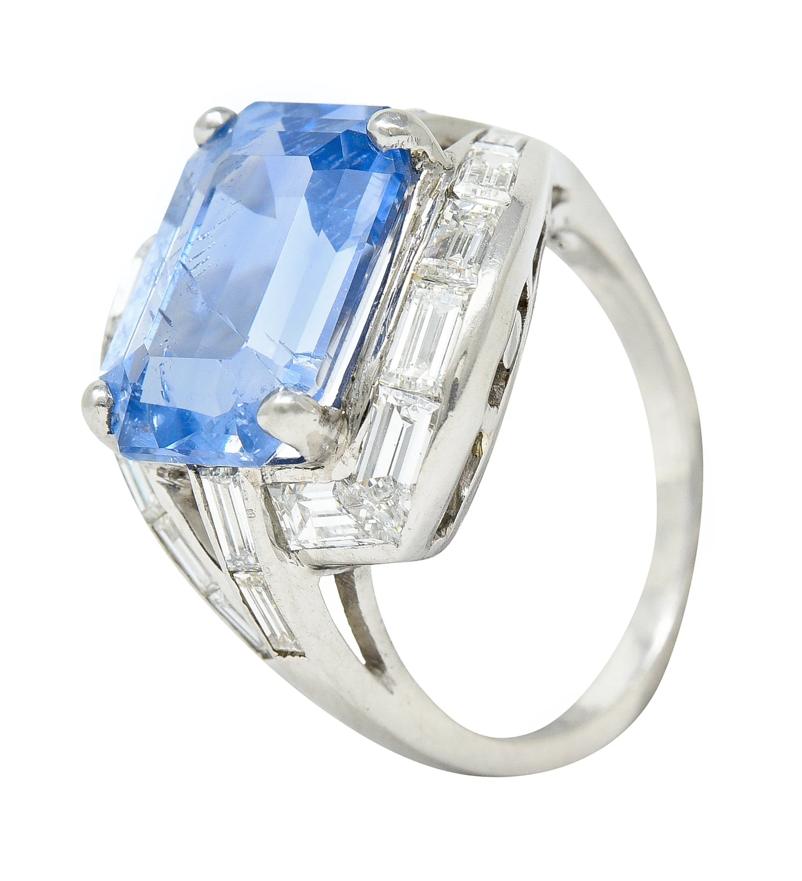 Mid-Century 8.80 CTW No Heat Ceylon Sapphire Diamond Platinum Cocktail Vintage Ring GIA - Image 8