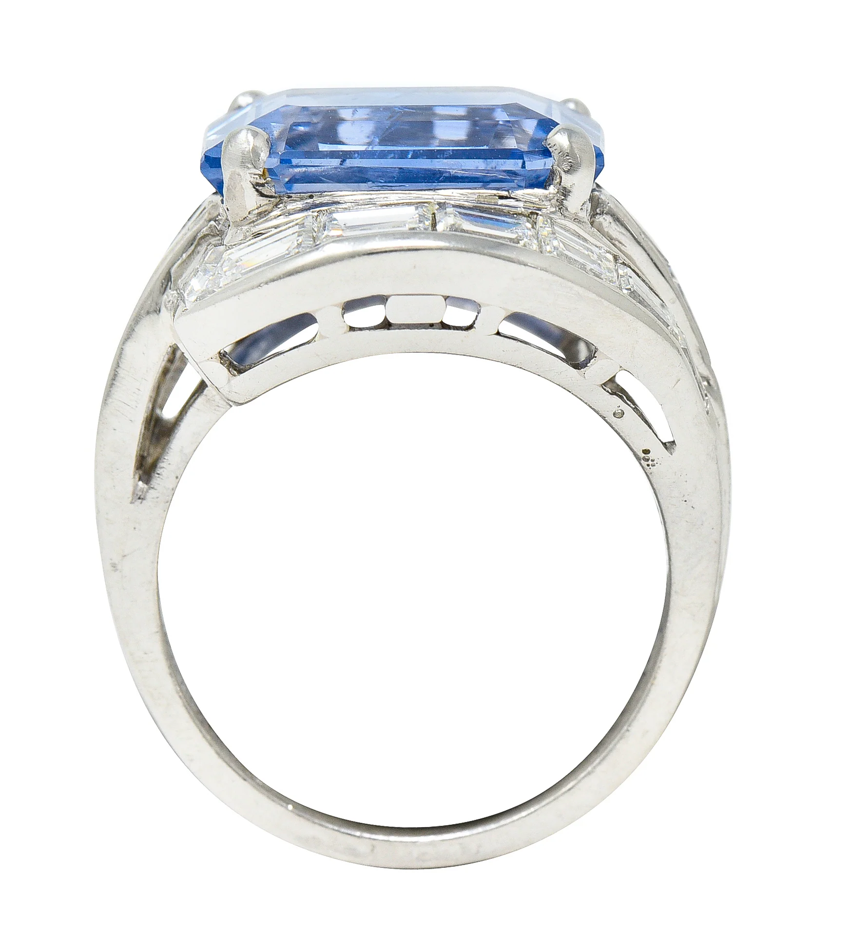 Mid-Century 8.80 CTW No Heat Ceylon Sapphire Diamond Platinum Cocktail Vintage Ring GIA - Image 9