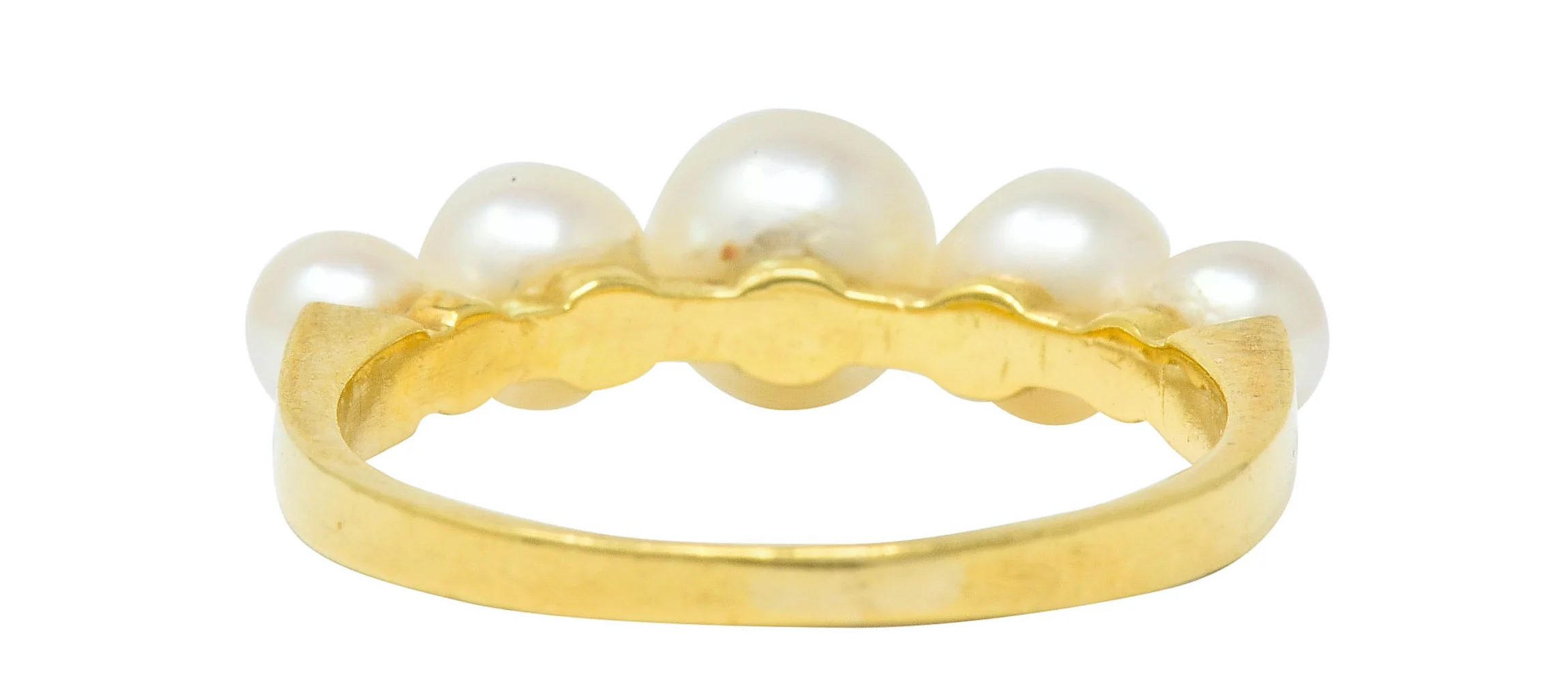 Mikimoto Vintage Cultured Pearl 18 Karat Gold Band Ring - Image 4