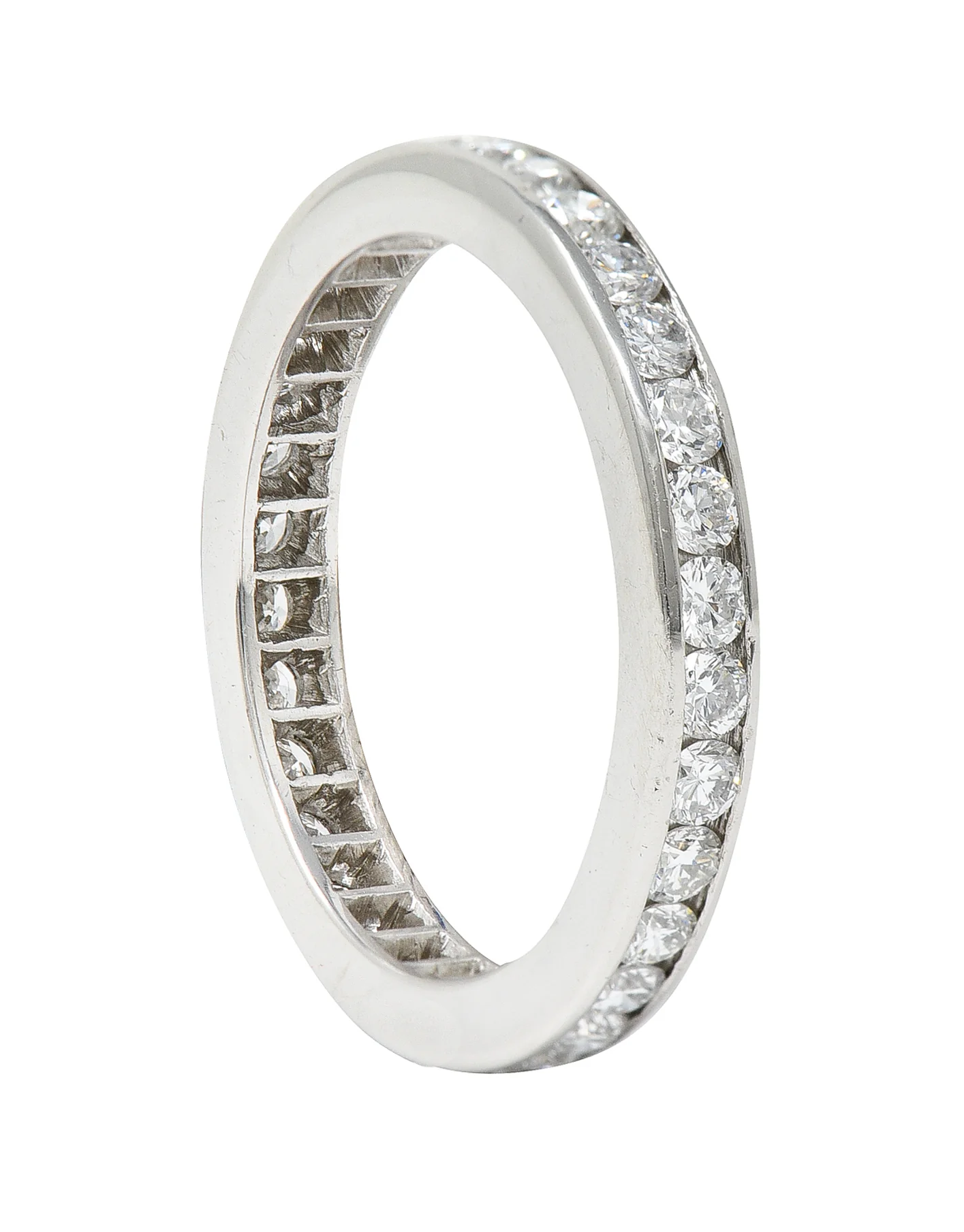 Modern 0.96 CTW Diamond Platinum Eternity Wedding Band Ring - Image 7