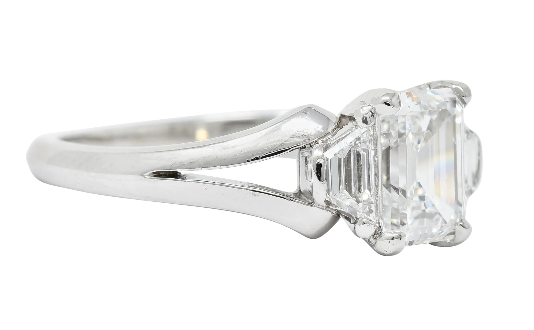 Modern 1.60 CTW Emerald Cut Diamond Platinum Engagement Ring GIA - Image 7