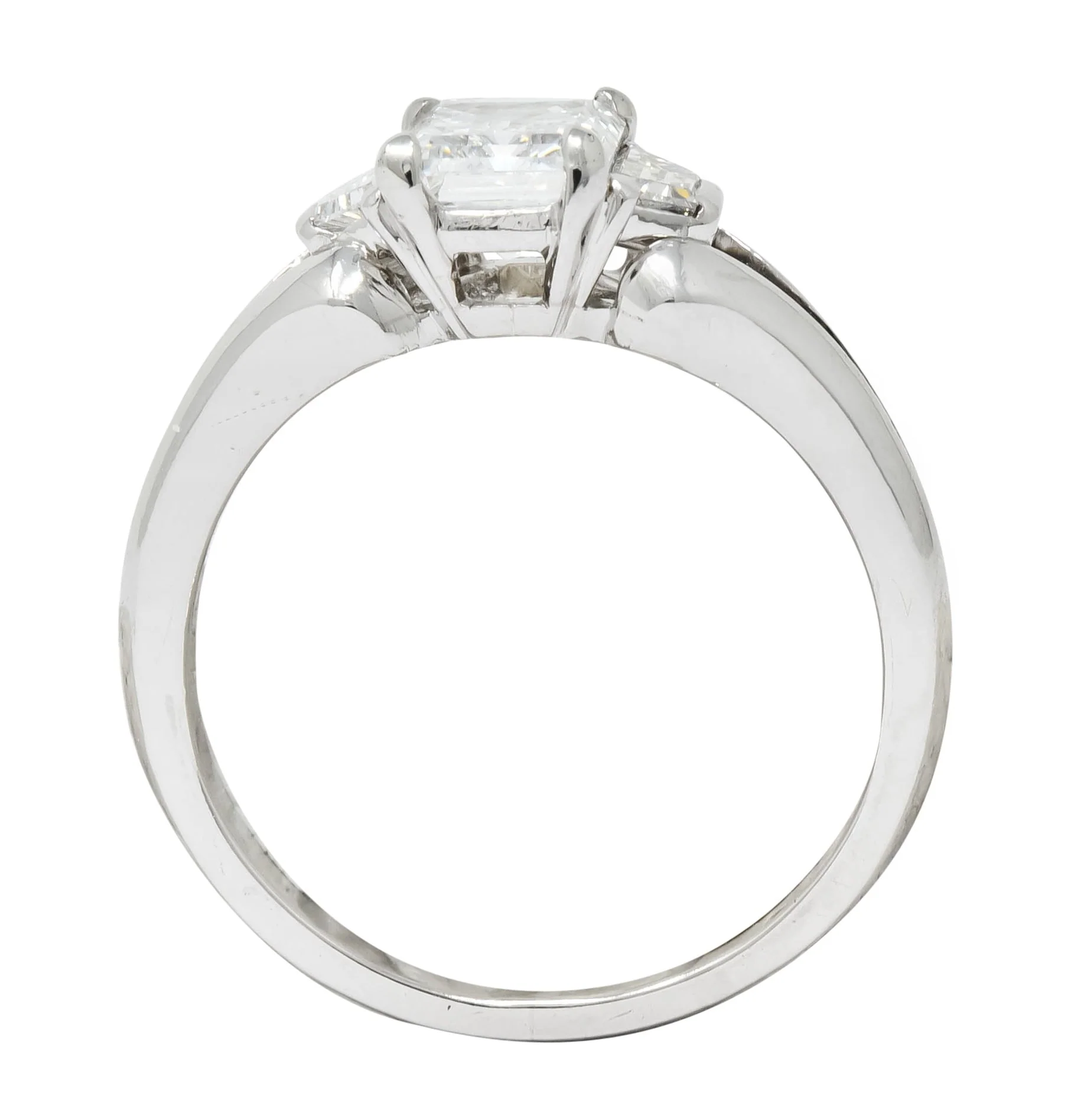 Modern 1.60 CTW Emerald Cut Diamond Platinum Engagement Ring GIA - Image 8
