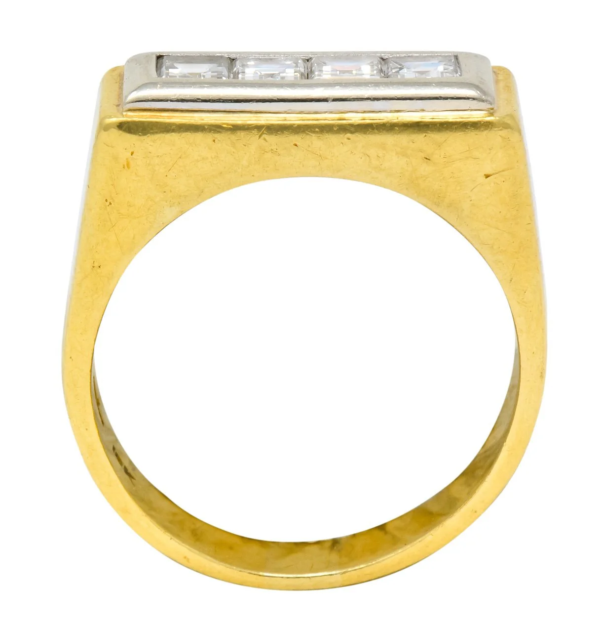 Modernist 0.72 CTW Diamond Unisex 18 Karat Gold Platinum Band Ring - Image 10