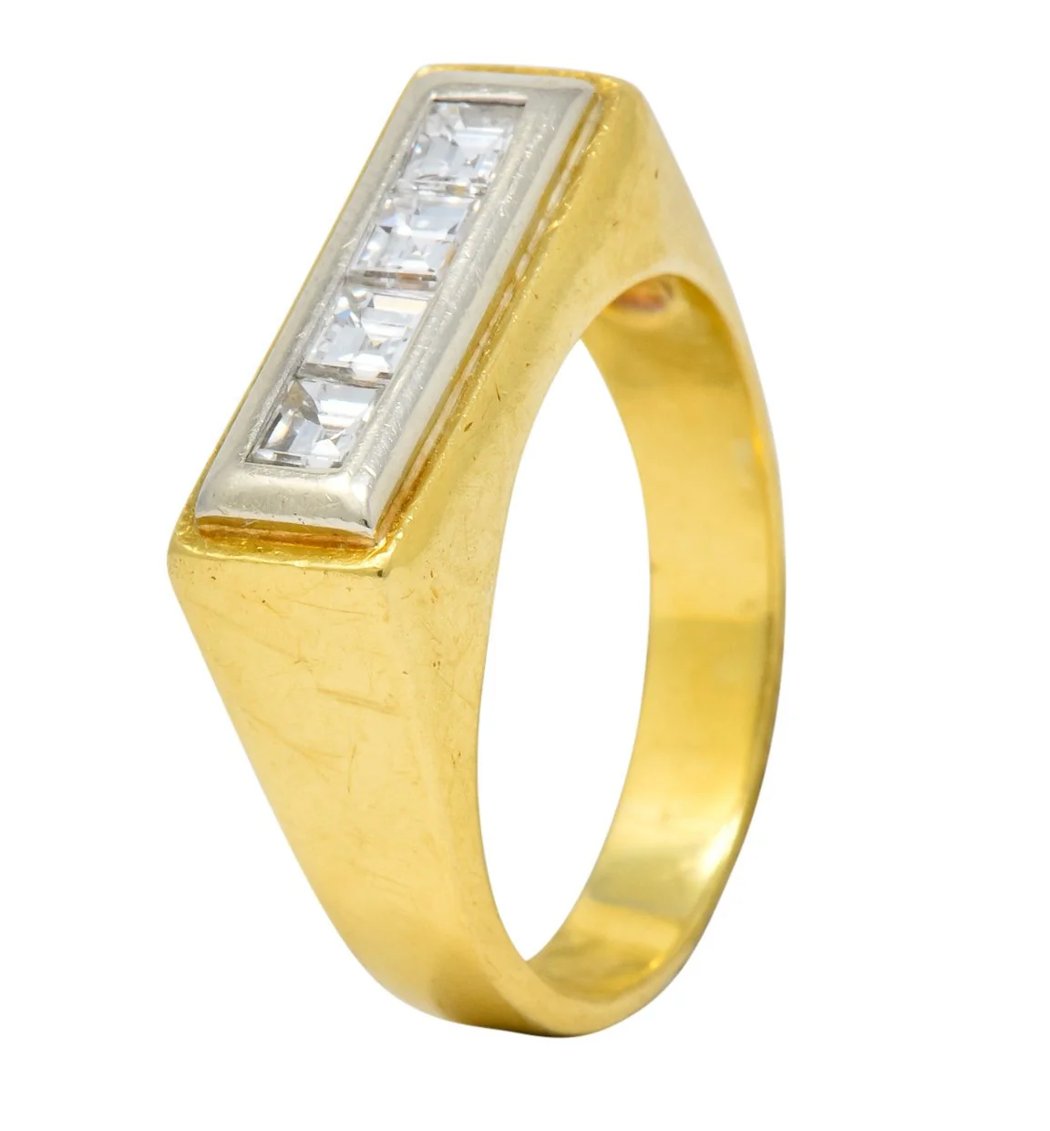 Modernist 0.72 CTW Diamond Unisex 18 Karat Gold Platinum Band Ring - Image 11