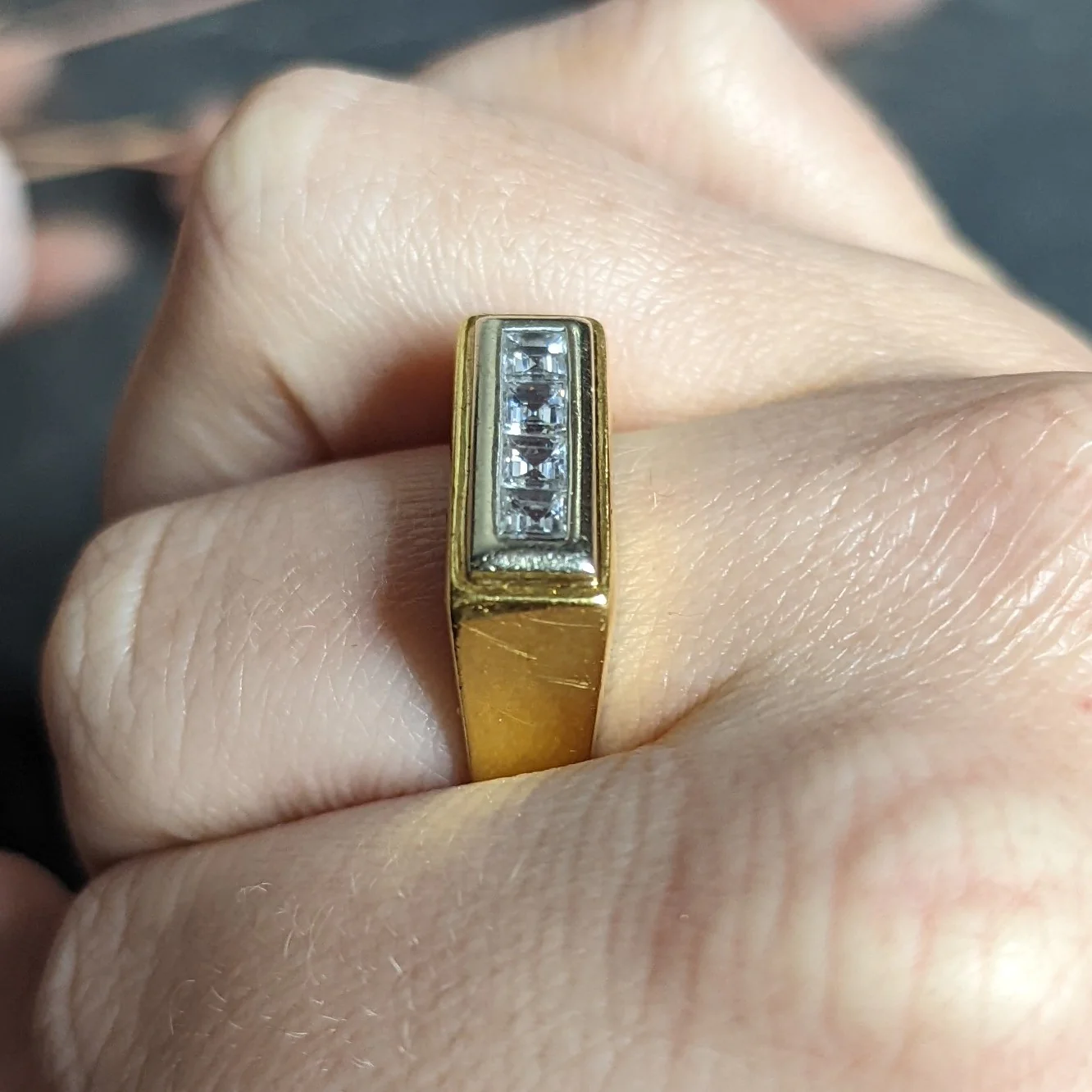 Modernist 0.72 CTW Diamond Unisex 18 Karat Gold Platinum Band Ring - Image 13