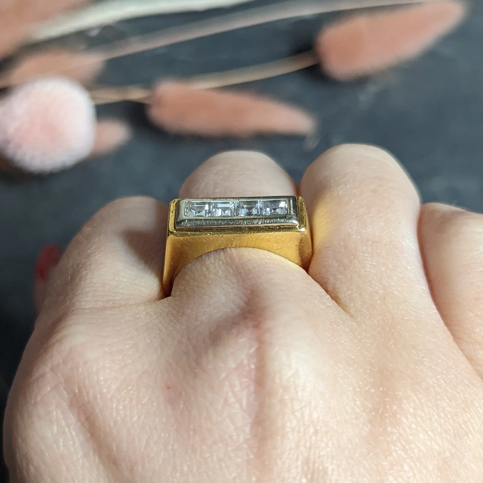 Modernist 0.72 CTW Diamond Unisex 18 Karat Gold Platinum Band Ring - Image 14