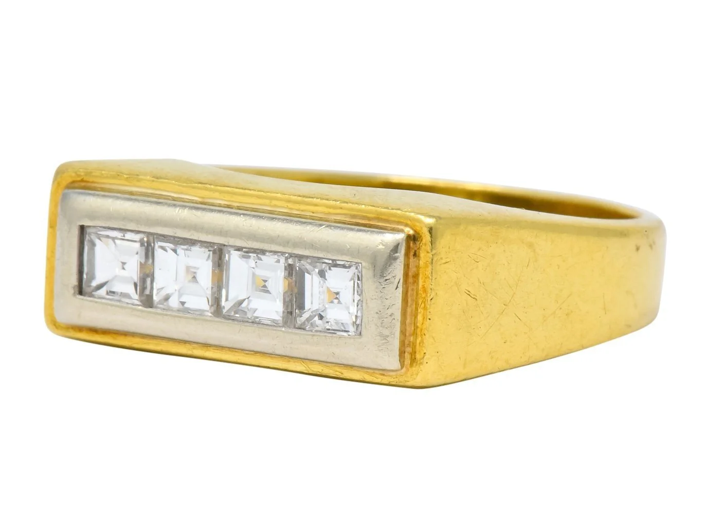 Modernist 0.72 CTW Diamond Unisex 18 Karat Gold Platinum Band Ring - Image 2