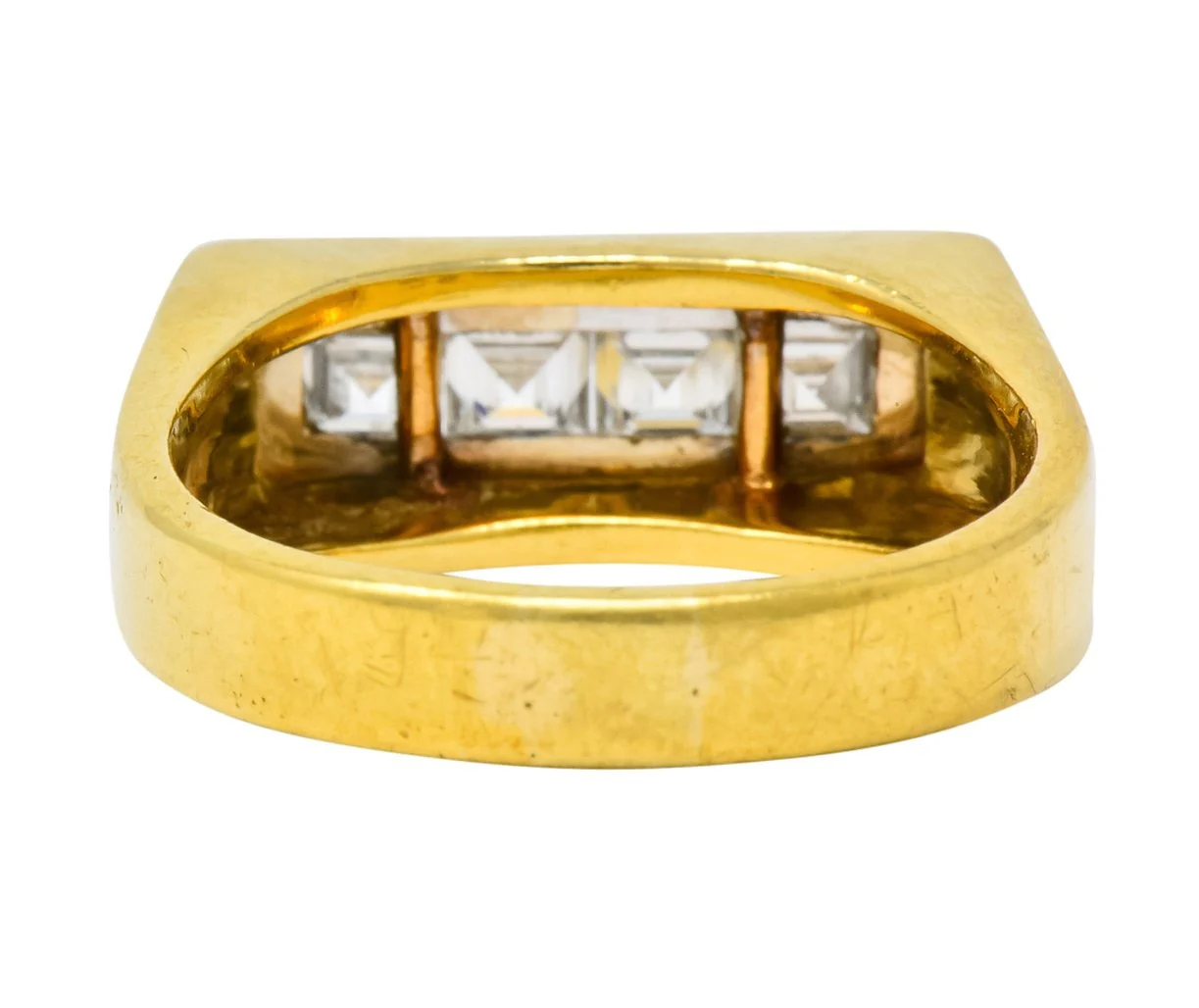 Modernist 0.72 CTW Diamond Unisex 18 Karat Gold Platinum Band Ring - Image 5