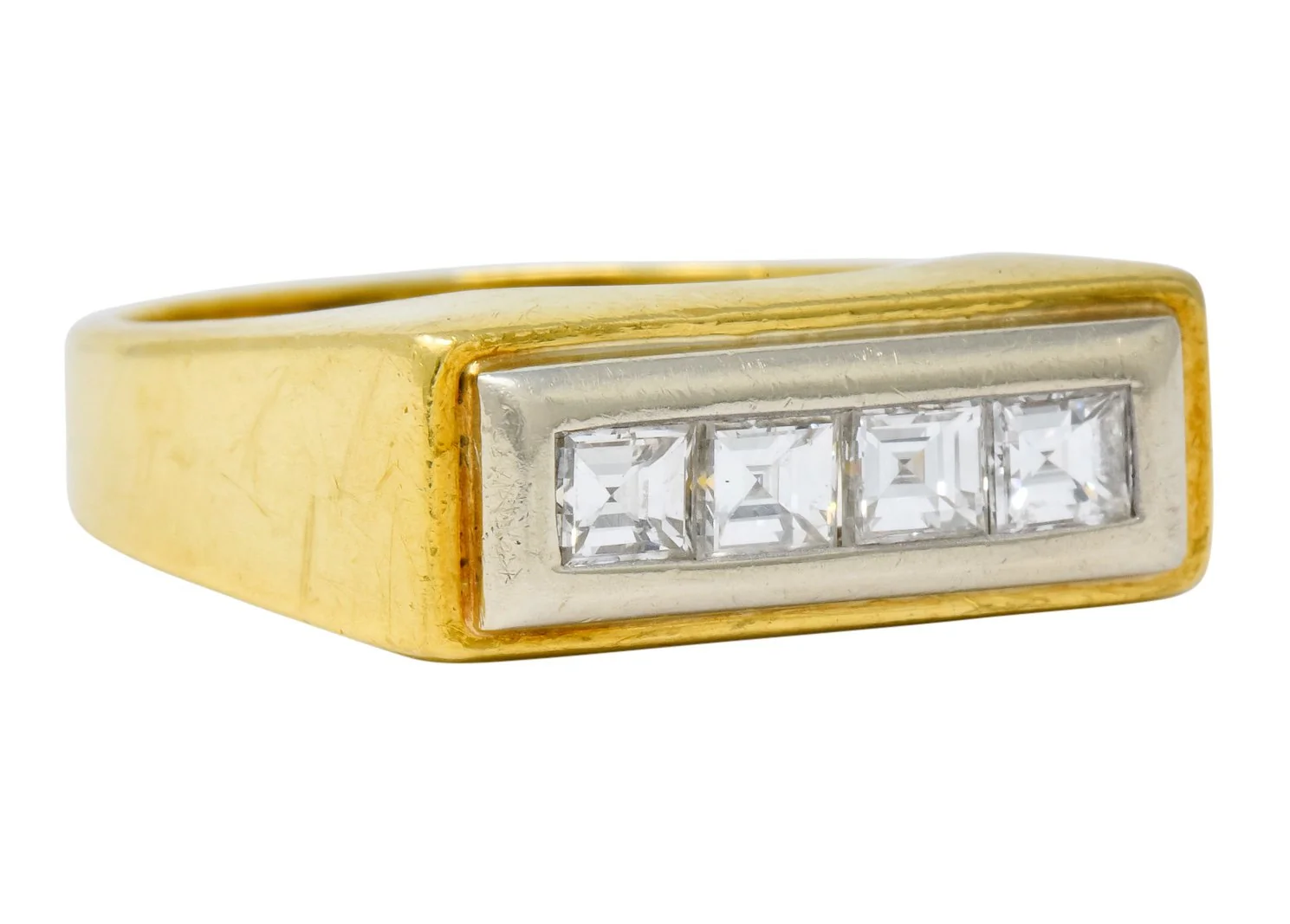 Modernist 0.72 CTW Diamond Unisex 18 Karat Gold Platinum Band Ring - Image 7