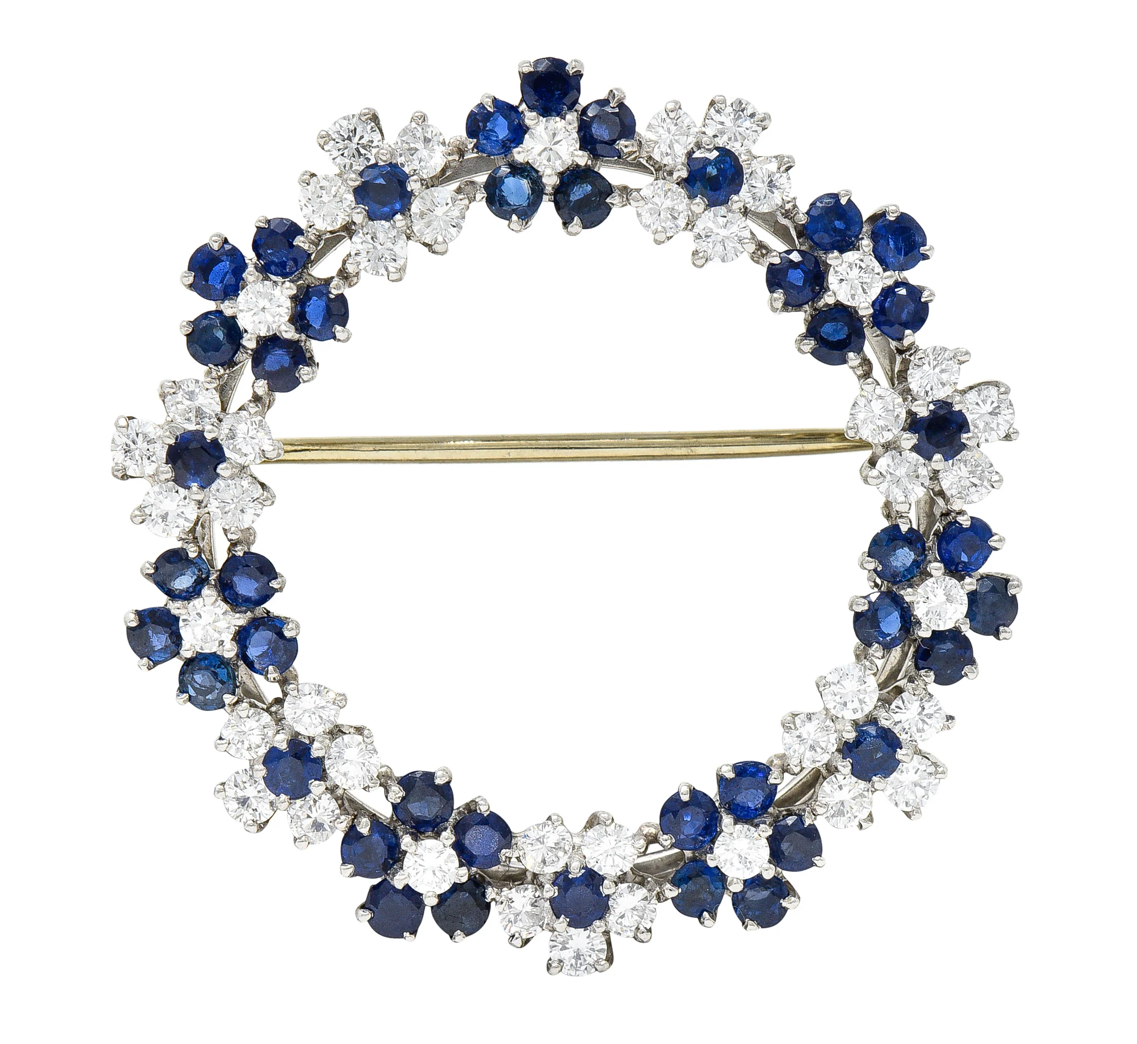 Oscar Heyman 3.05 CTW Sapphire Diamond Platinum Flower Wreath Brooch