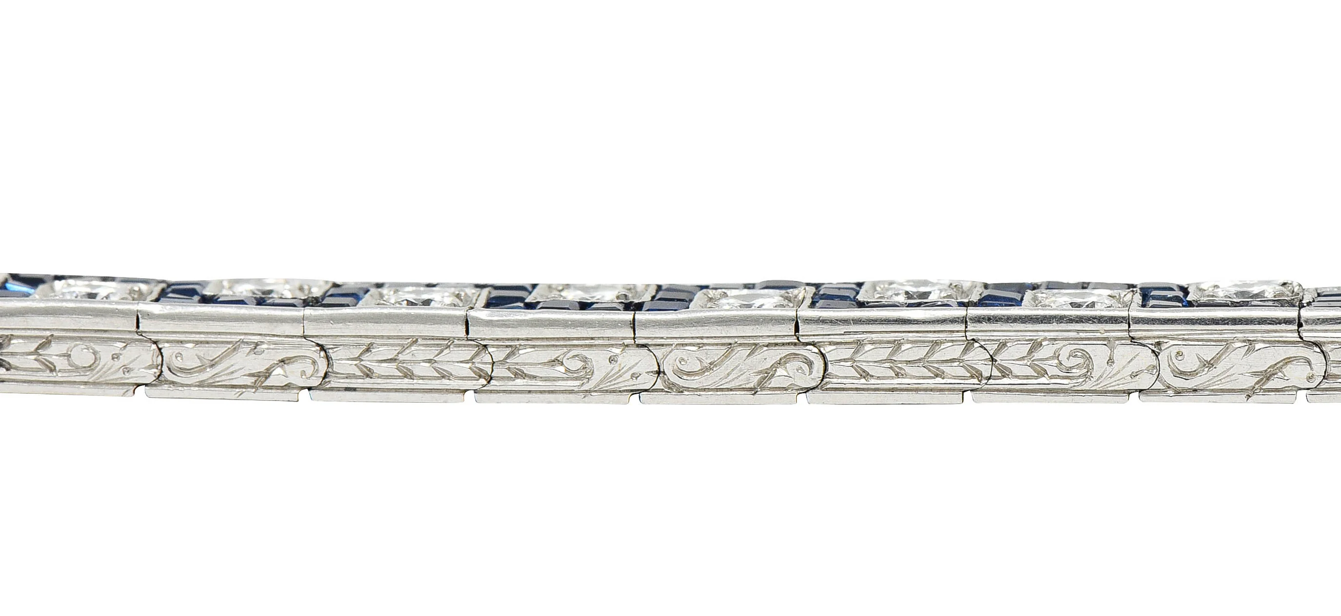 Oscar Heyman 8.45 CTW Sapphire Diamond Platinum Line Bracelet Circa 1950 - Image 11